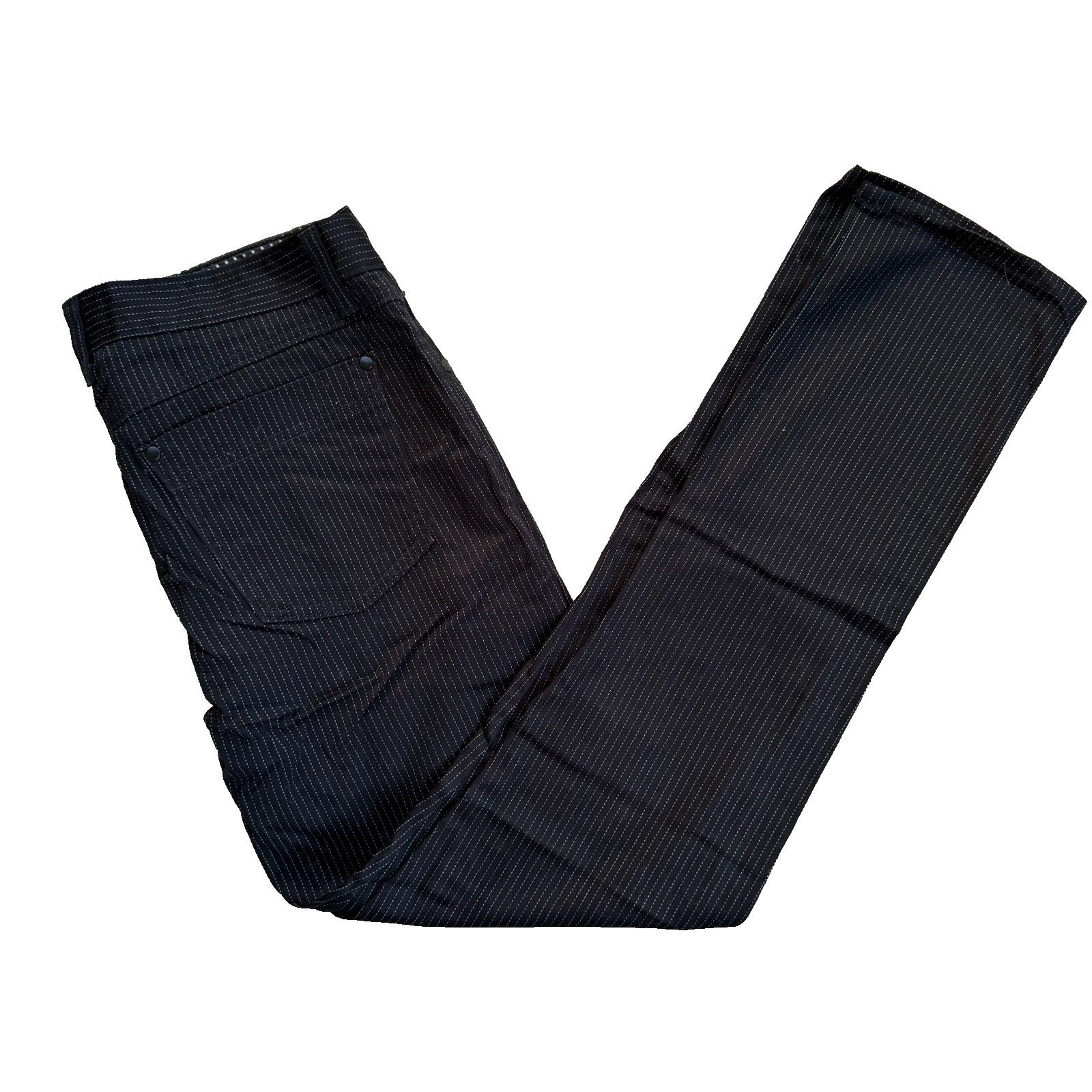 Hot Topic Social Collision Pinstripe Pants 32 Slim Stretch Black Goth Size 32" / US 10 / IT 46 - 3 Thumbnail