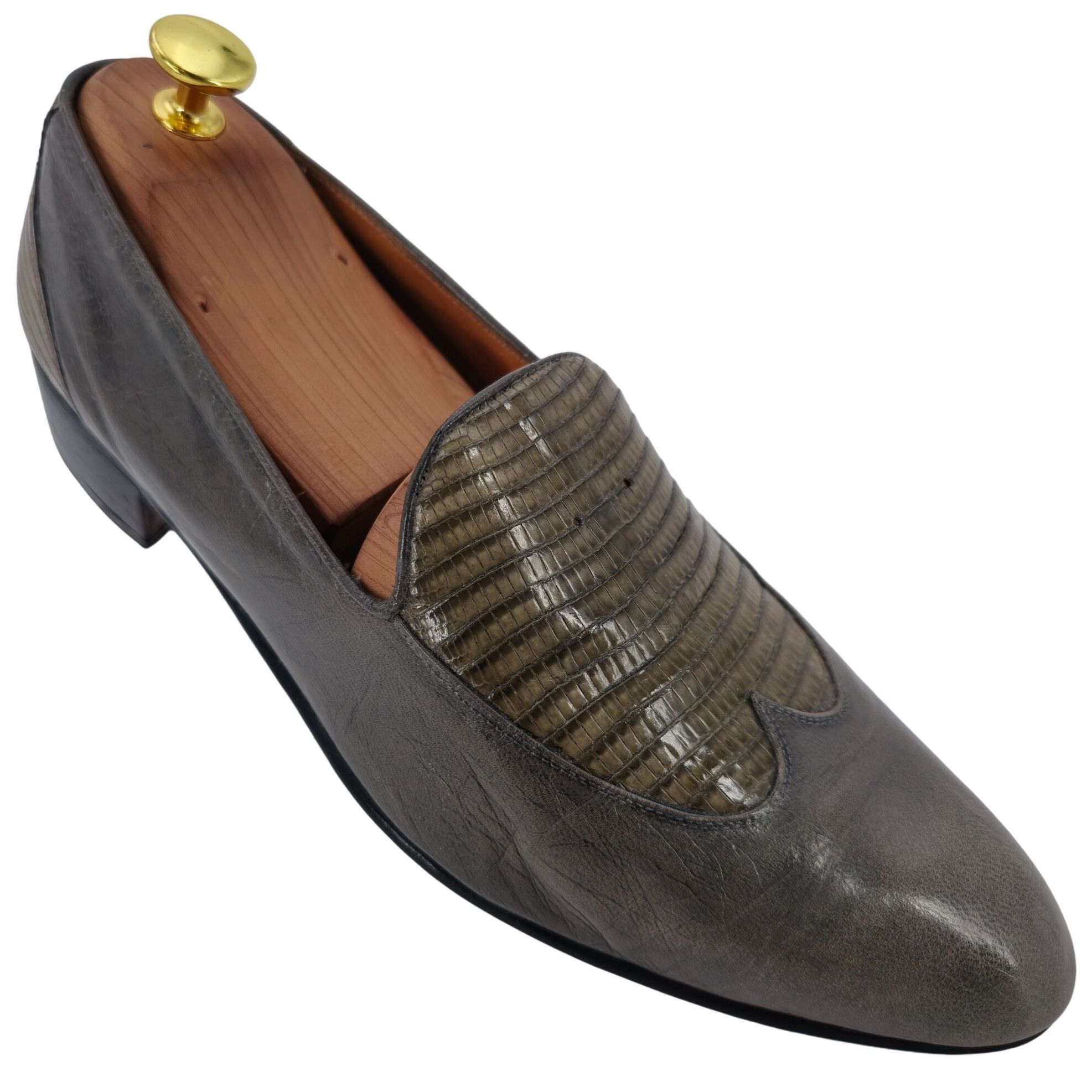 Valentino Vintage Exotic Rodolfo Valentino Gray Teju Lizard Men Size 9 Size US 9 / EU 42 - 1 Thumbnail