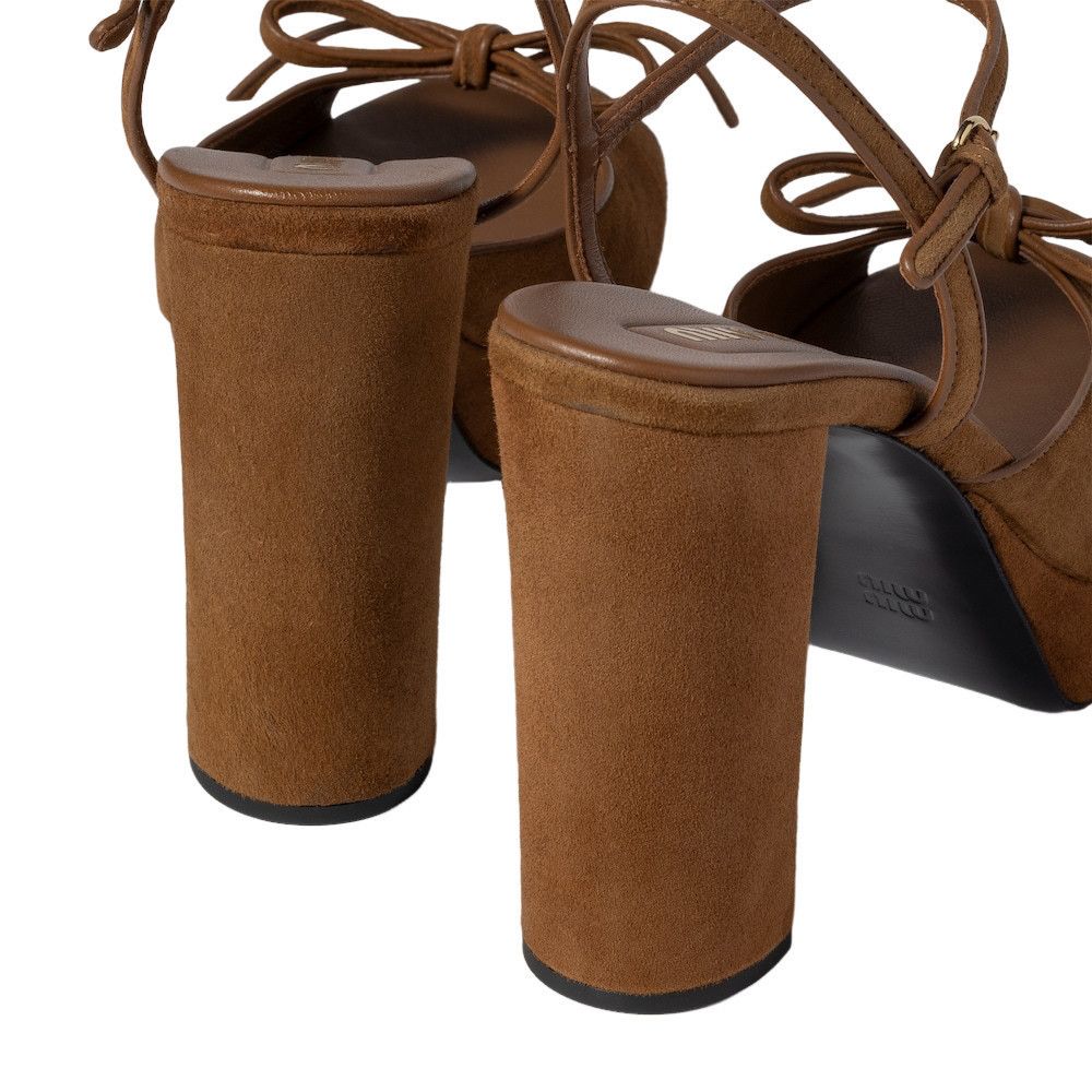 MIU MIU $1550 Oak Suede Platform Sandals New & Authentic (Wo