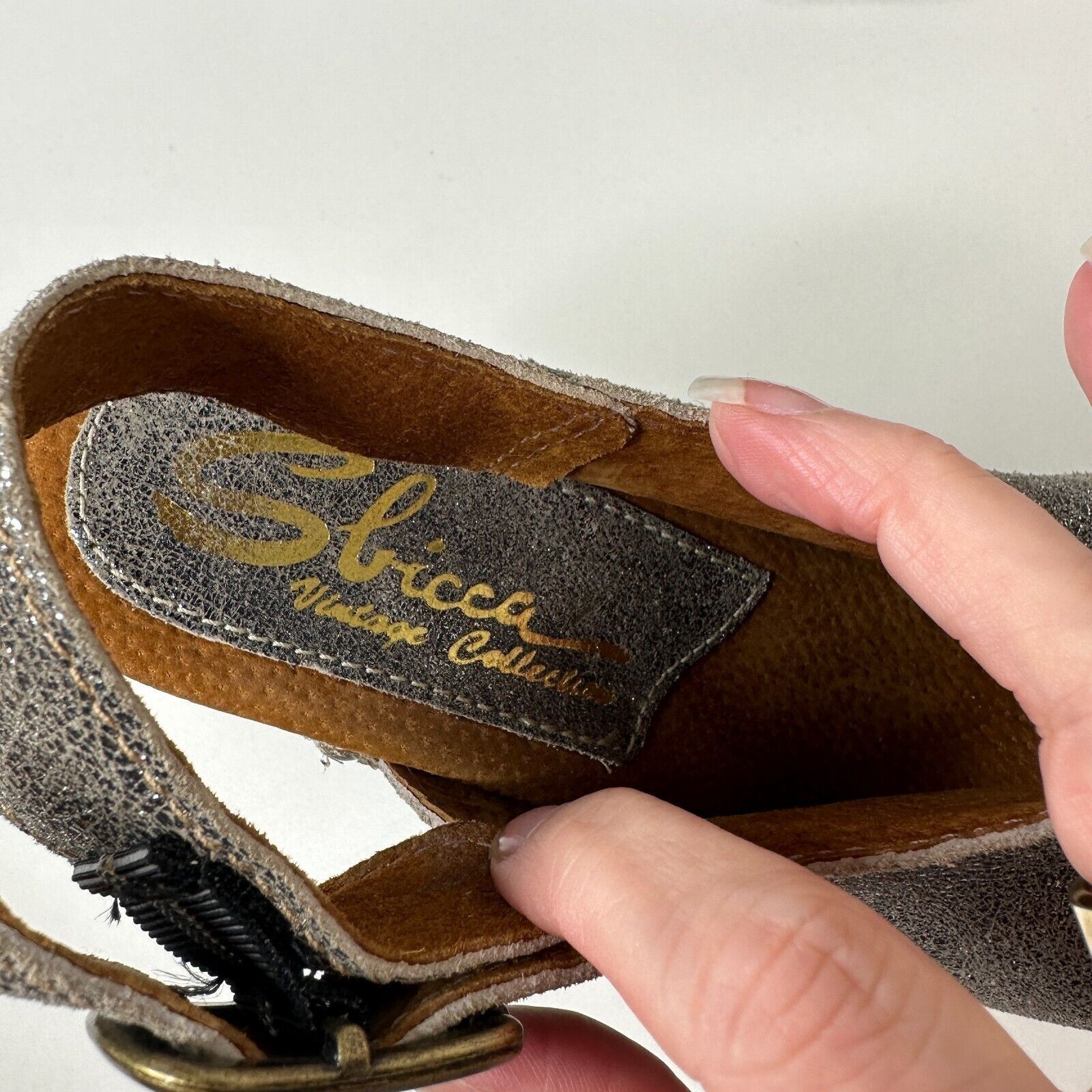 Other Sbicca Silver Leather Clunky Vintage Collection Open Toe 7 Size US 7 / IT 37 - 11 Thumbnail