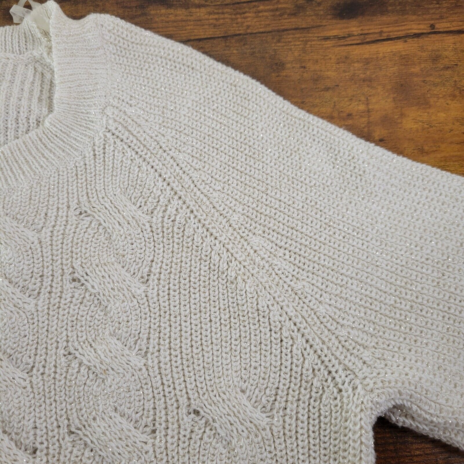 Liz Claiborne Liz Claiborne Large White Knit Sparkled Sweater Pullover Size L / US 10 / IT 46 - 10 Thumbnail