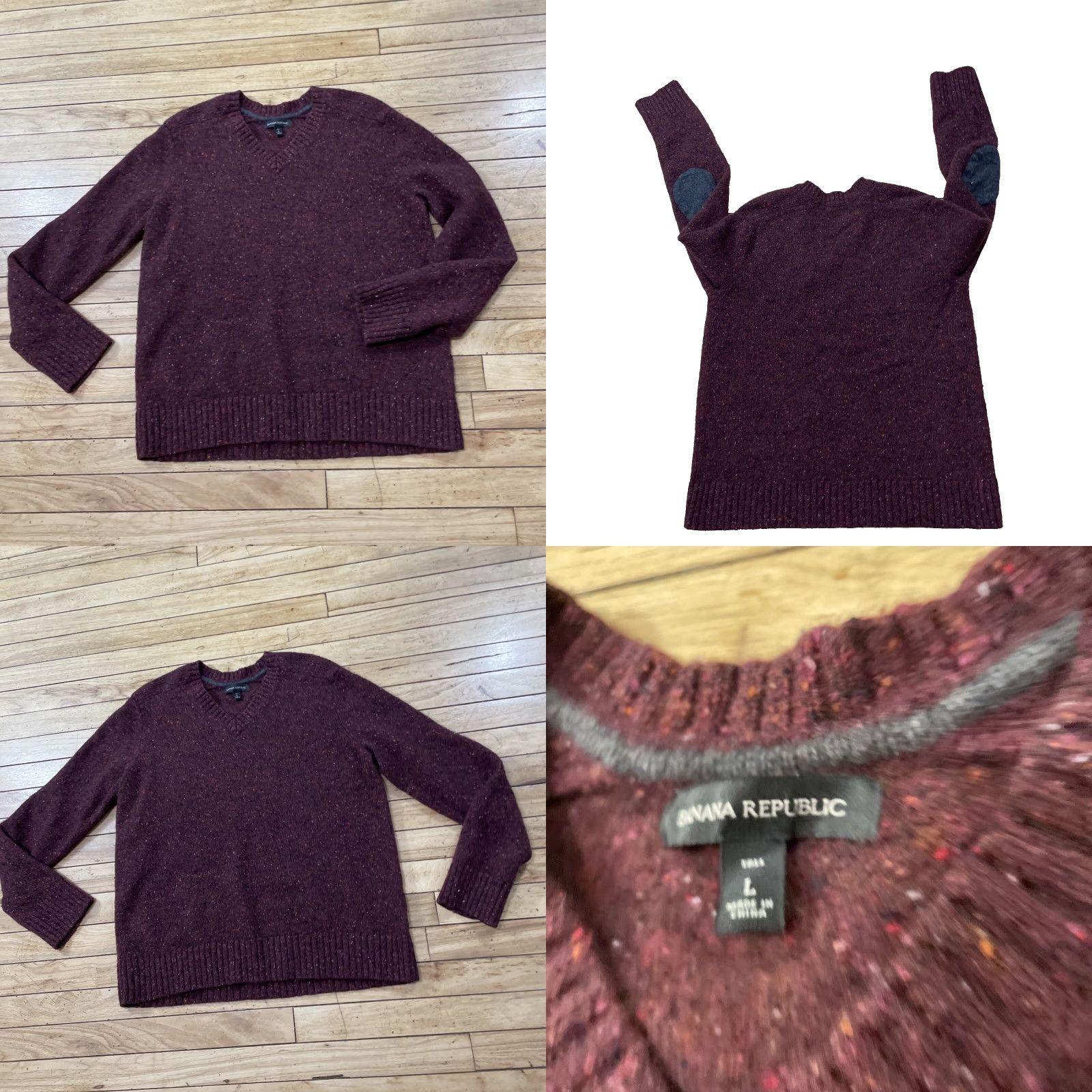 Banana Republic BANANA REPUBLIC Sweater Elbow Patches Wool Red L Unisex Adults Pullover Size L / US 10 / IT 46 - 10 Thumbnail