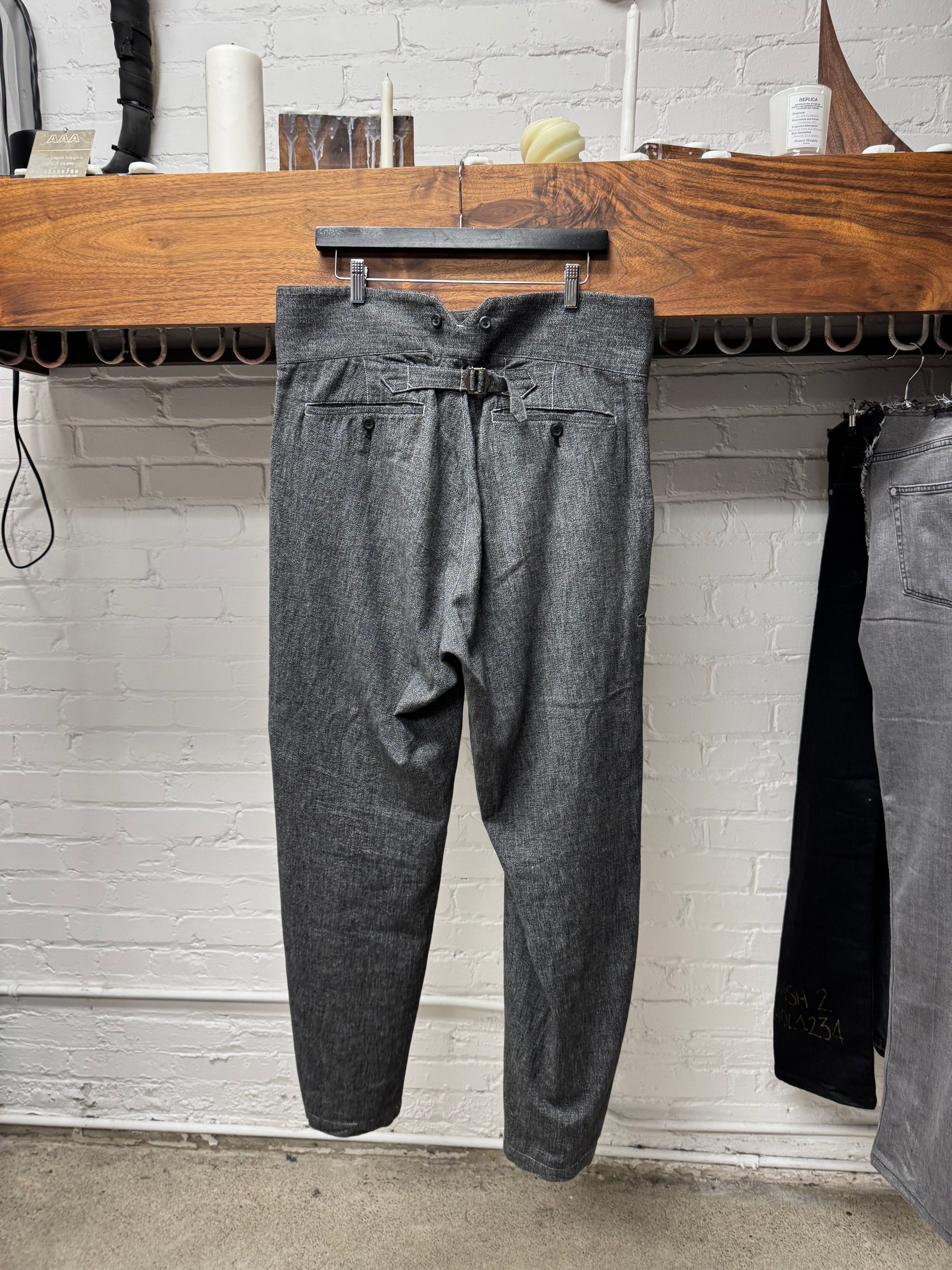 Issey Miyake Issey Miyake Buckle Back Grey Speckled Cotton Trousers Size US 37 - 3 Thumbnail