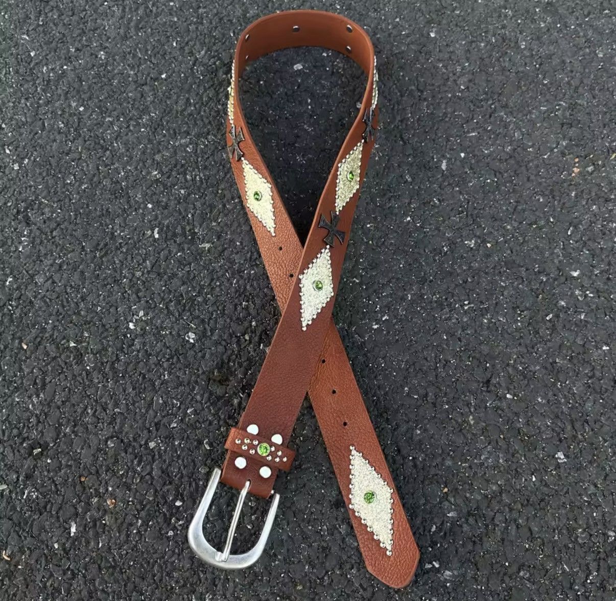 Other Brown Embellished PU Leather Gothic Punk Belt Size ONE SIZE - 4 Thumbnail