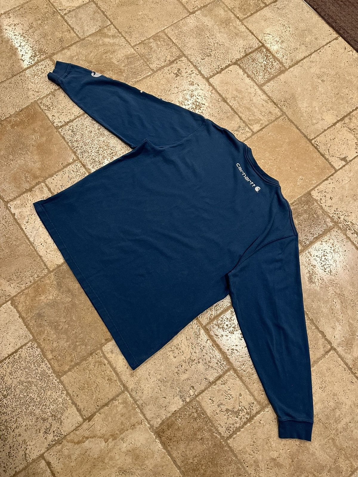 Carhartt × Vintage Vintage Carhartt Blue Long Sleeve Spell Out Logo T-Shirt Size US XL / EU 56 / 4 - 9 Thumbnail
