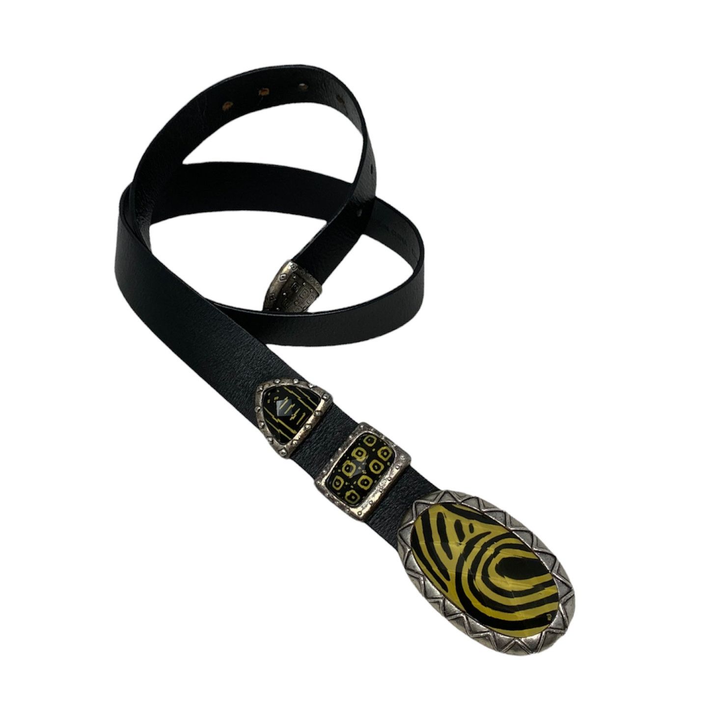 Chicos Chico's black leather belt metal tribal buckle size medium Size ONE SIZE - 3 Thumbnail