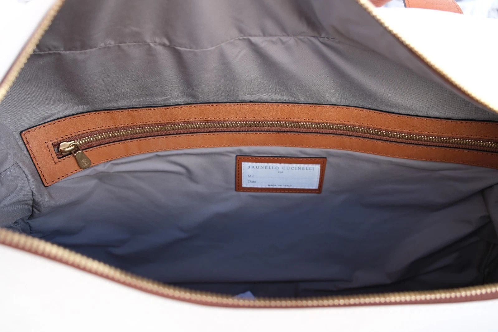 Brunello Cucinelli New Brunello Cucinelli Weekender Bags Travel Brown Cream Size ONE SIZE - 7 Thumbnail
