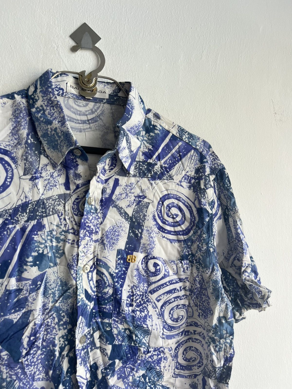 Balenciaga Vintage 1980s Balenciaga Pop Art Psychedelic Rayon Shirt Size US M / EU 48-50 / 2 - 2 Thumbnail