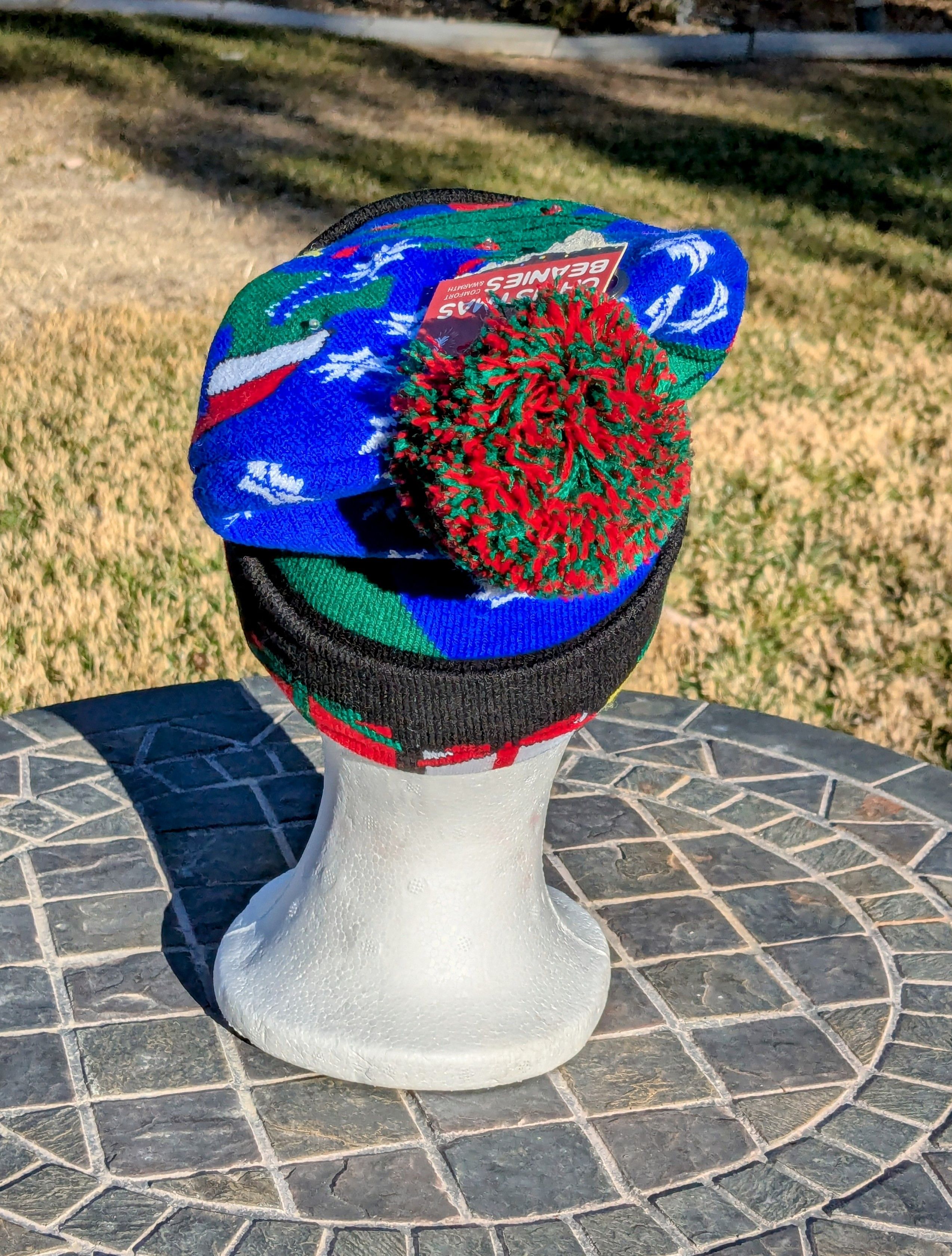 Designer Flashing Light-Up LED Ugly-Christmas-Sweater Dinosaur Beanie Size ONE SIZE - 4 Thumbnail