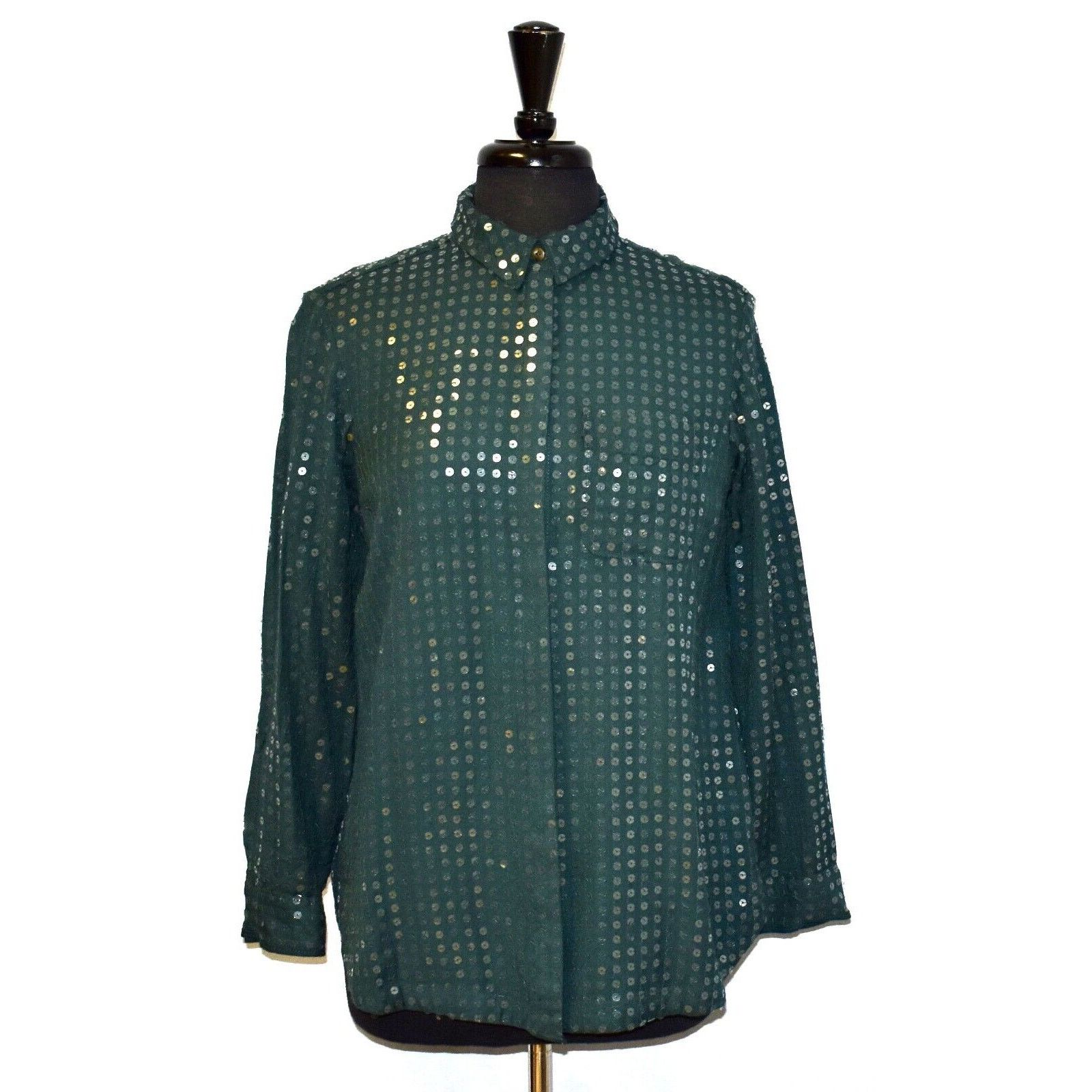 Anthropologie NWT ANTHROPOLOGIE PILCRO James Sequin Shirt Top Sz S $128 Size S / US 4 / IT 40 - 2 Thumbnail