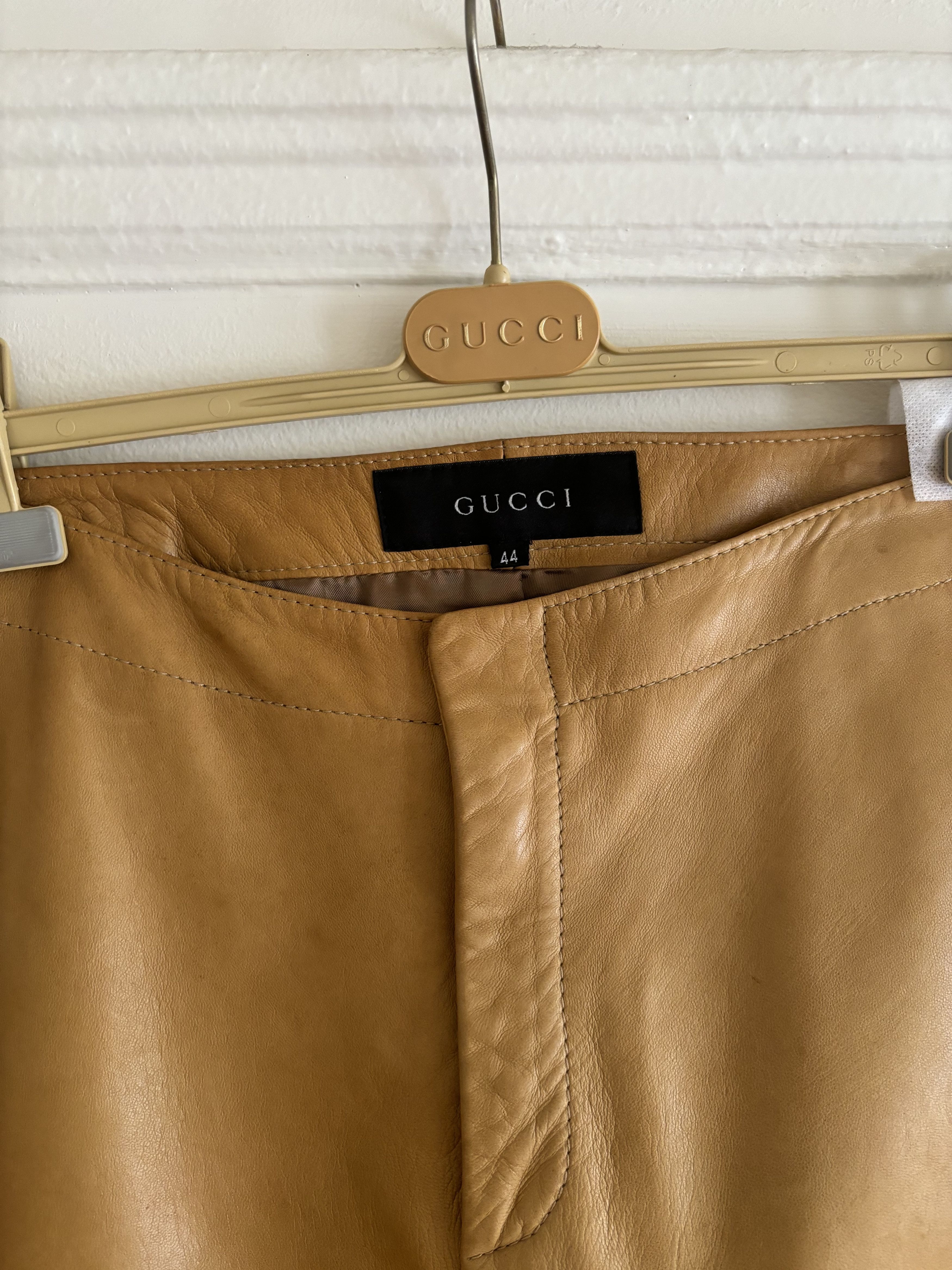 Gucci × Tom Ford Gucci by Tom Ford tan leather motorcycle pants, fw 2000 Size 30" / US 8 / IT 44 - 2 Thumbnail