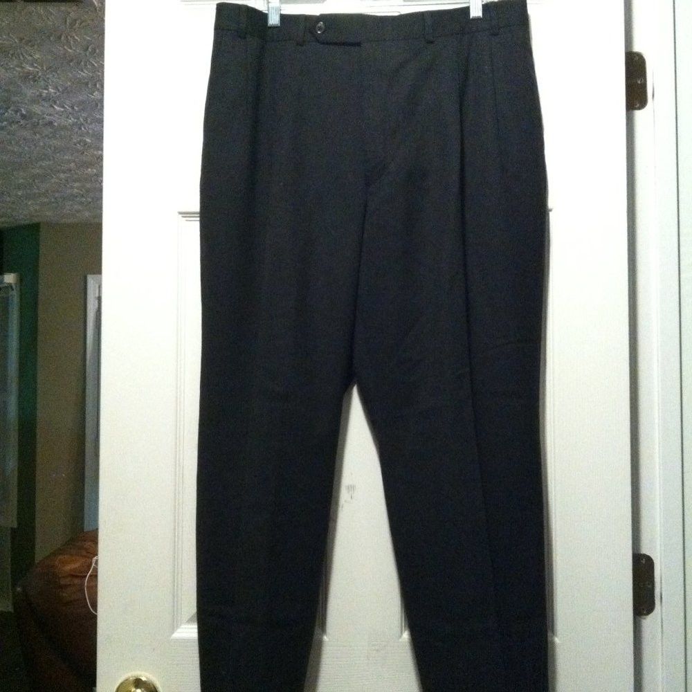 Nautica NAUTICA MEN'S CHARCOAL 100%WOOL PLEATED DRESS PANTS 38/30 Size 38R - 5 Thumbnail