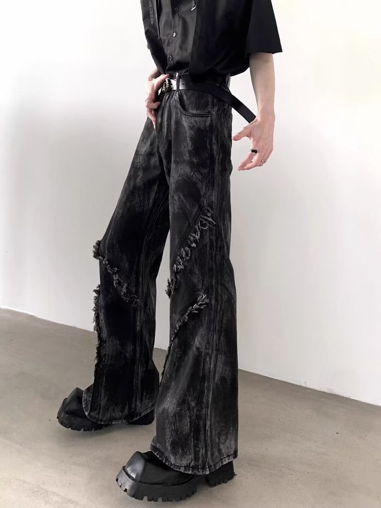 Japanese Brand Y2k Streetwear washed black baggy stacked Size US 27 - 6 Thumbnail