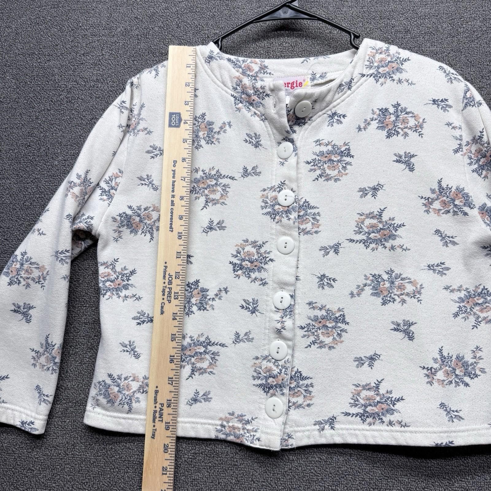 Vintage Vintage Energie Ivory Floral Button Up Crop Cardigan 90s 80s Size M / US 6-8 / IT 42-44 - 5 Thumbnail