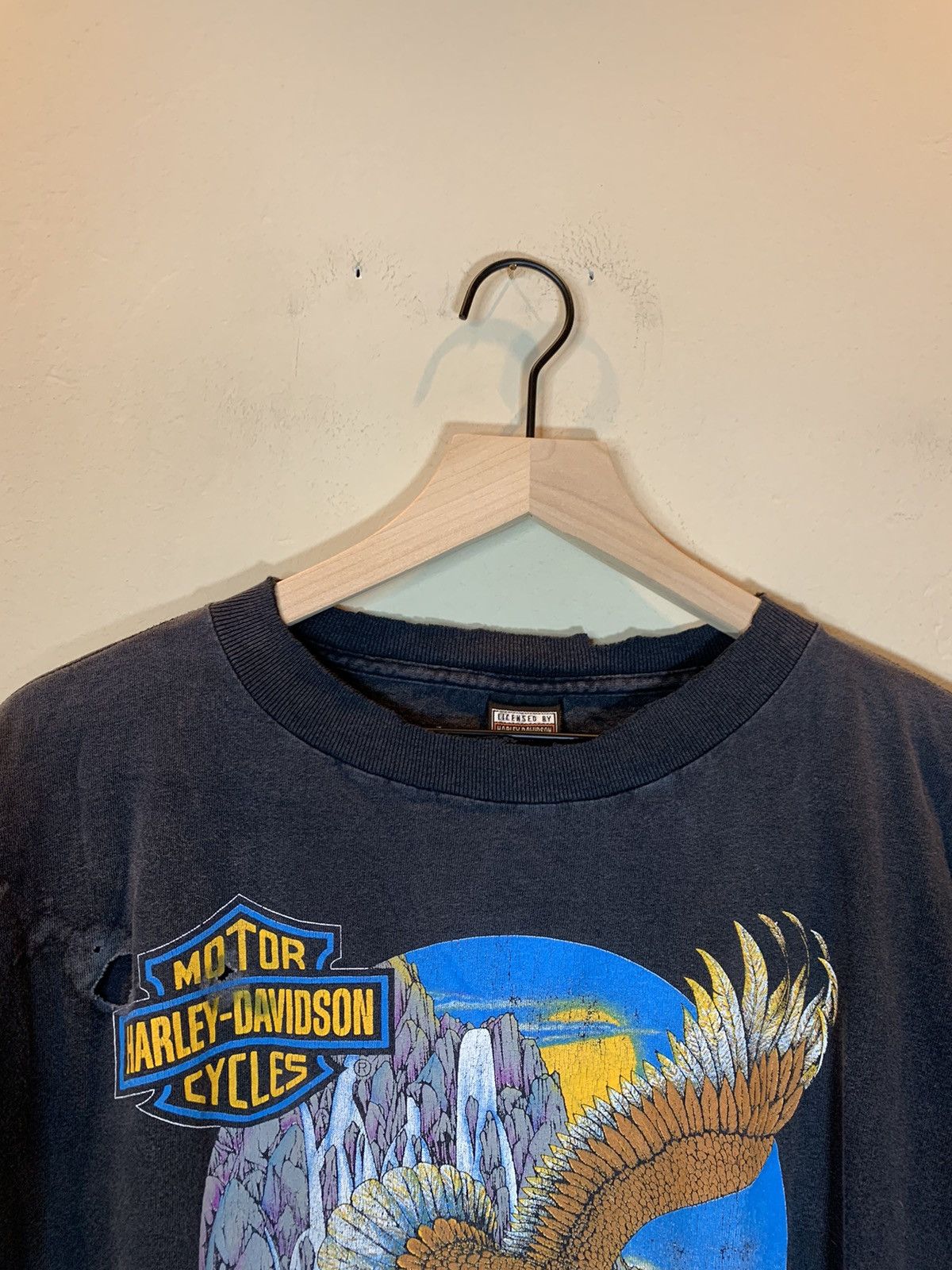 Harley Davidson × Vintage *RARE* Vintage Harley Davidson Eagle Flame Sleeve LS Shirt Size US L / EU 52-54 / 3 - 10 Thumbnail