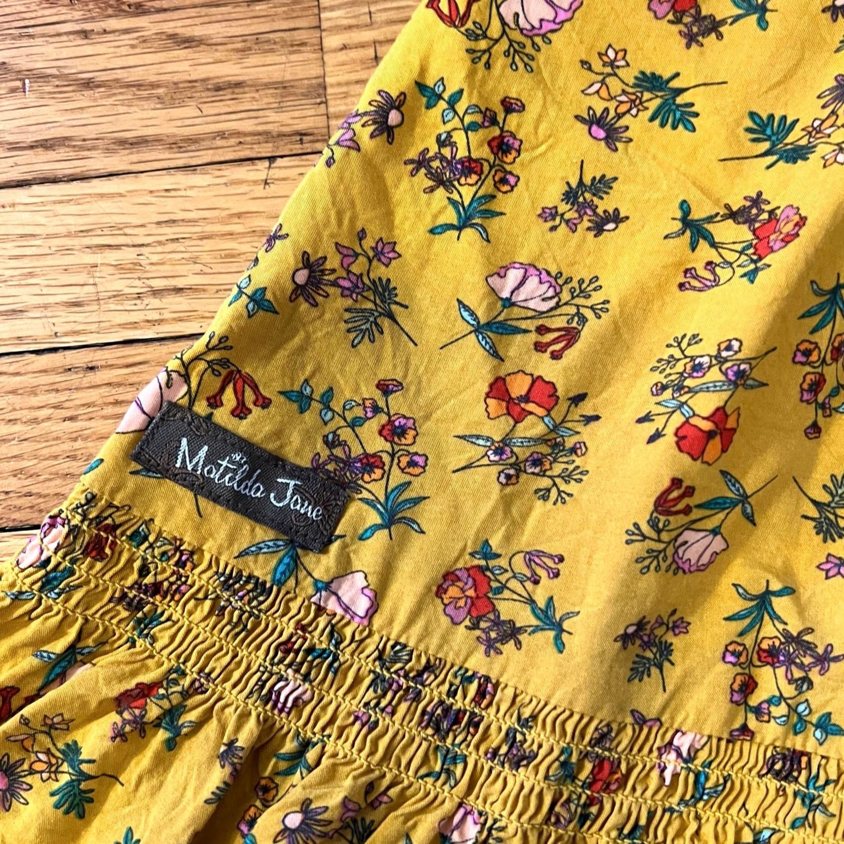 Vintage Matilda Jane Dress Brilliant Daydream Fantasy Mustard Yellow Floral S Womens Dress Knee Length Fit & Flare Size S / US 4 / IT 40 - 6 Thumbnail