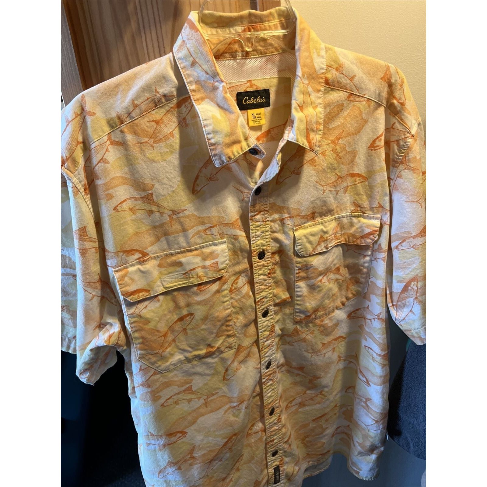 Cabelas Cabelas Shirt Men XL Button Up Orange SS Fish All Over Print Size US XL / EU 56 / 4 - 13 Thumbnail