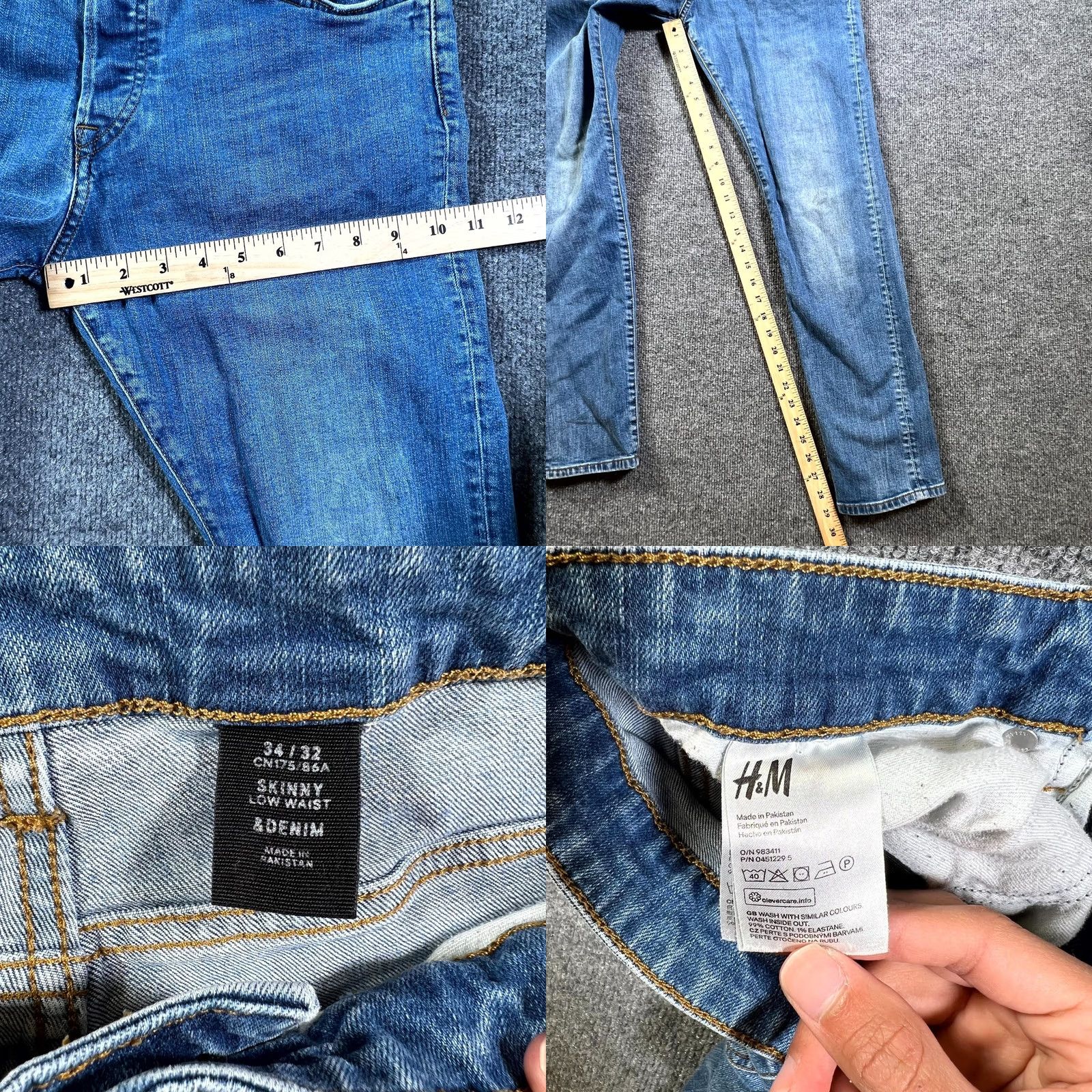 H&M H&M Jeans Men 34x32 Blue Denim Medium Wash 5-Pocket Low Waist Skinny Leg Outdoor Jeans Mens Blue 34x32 Regular Fit Typed: Jeans Size US 34 / EU 50 - 8 Thumbnail