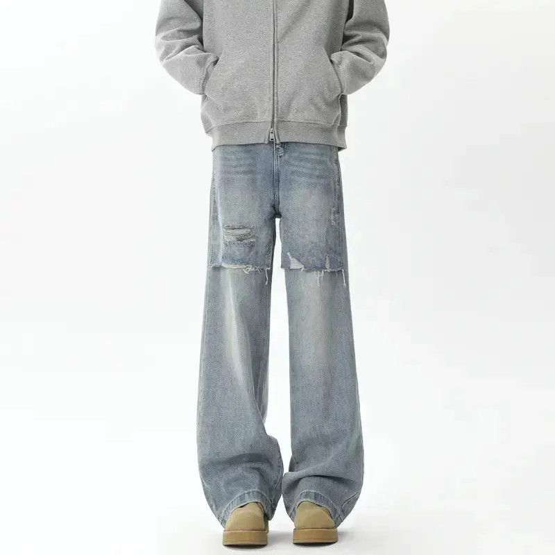 Japanese Brand Retro loose ripped patchwork jeans Size US 32 / EU 48 - 6 Thumbnail
