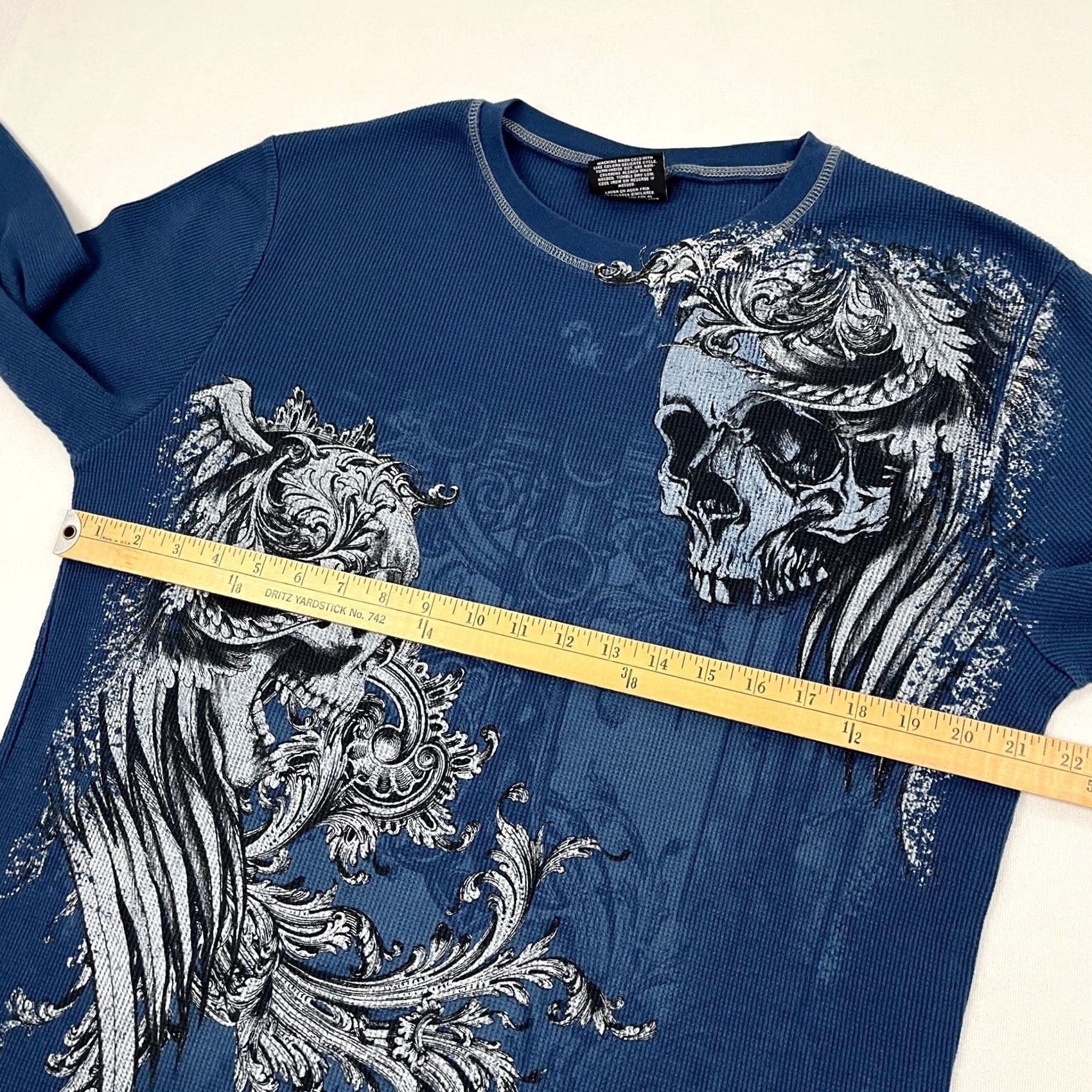 Vintage VINTAGE No Boundaries Shirt XL Blue Thermal Waffle Knit Skull Grunge VTG Men Long Sleeve Graphic Print 2000s Size US XL / EU 56 / 4 - 6 Thumbnail