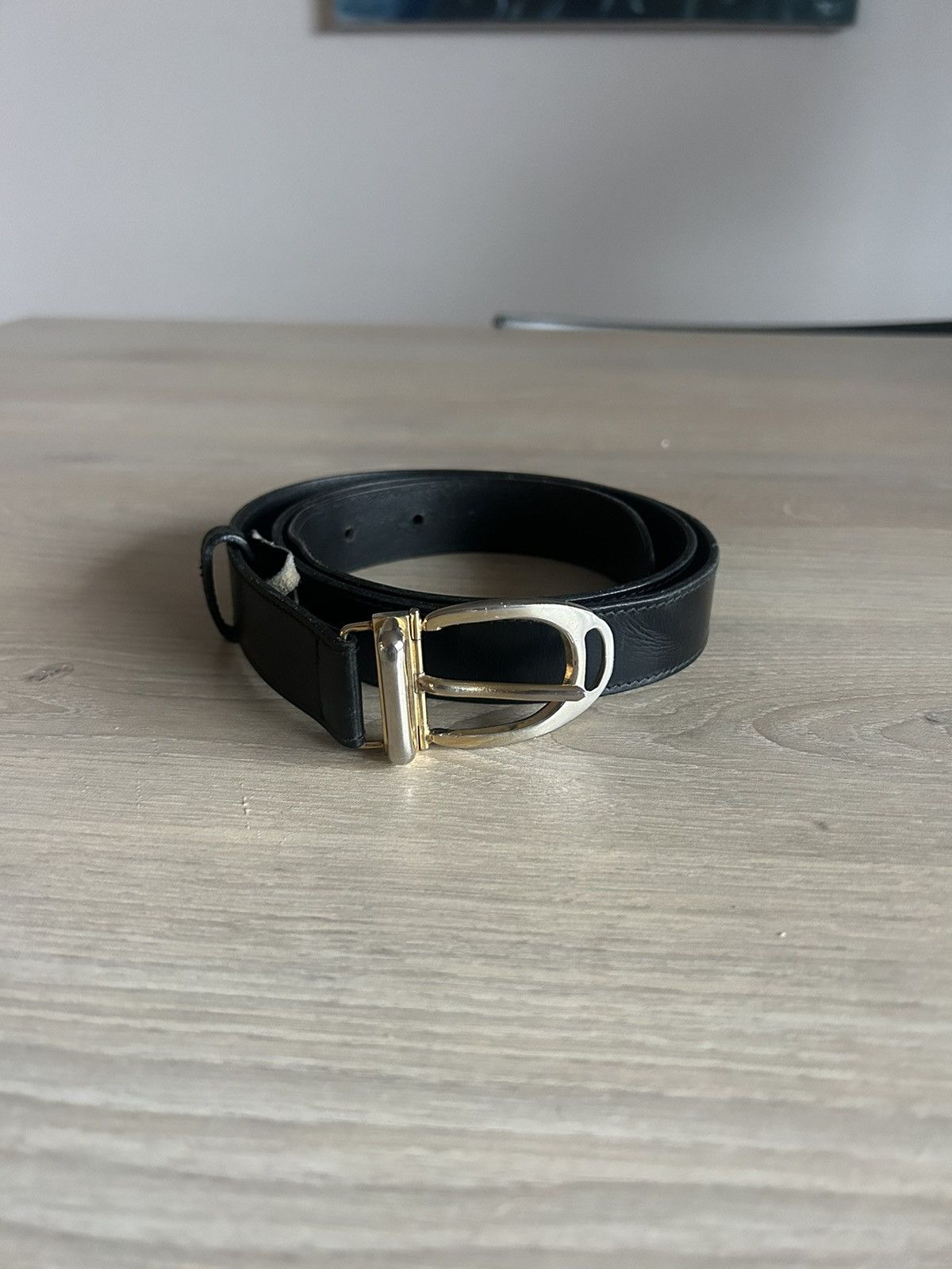 Gucci Vintage Gucci Black Belt with Gold-Tone Buckle – Size 95 Size 38 - 1 Thumbnail
