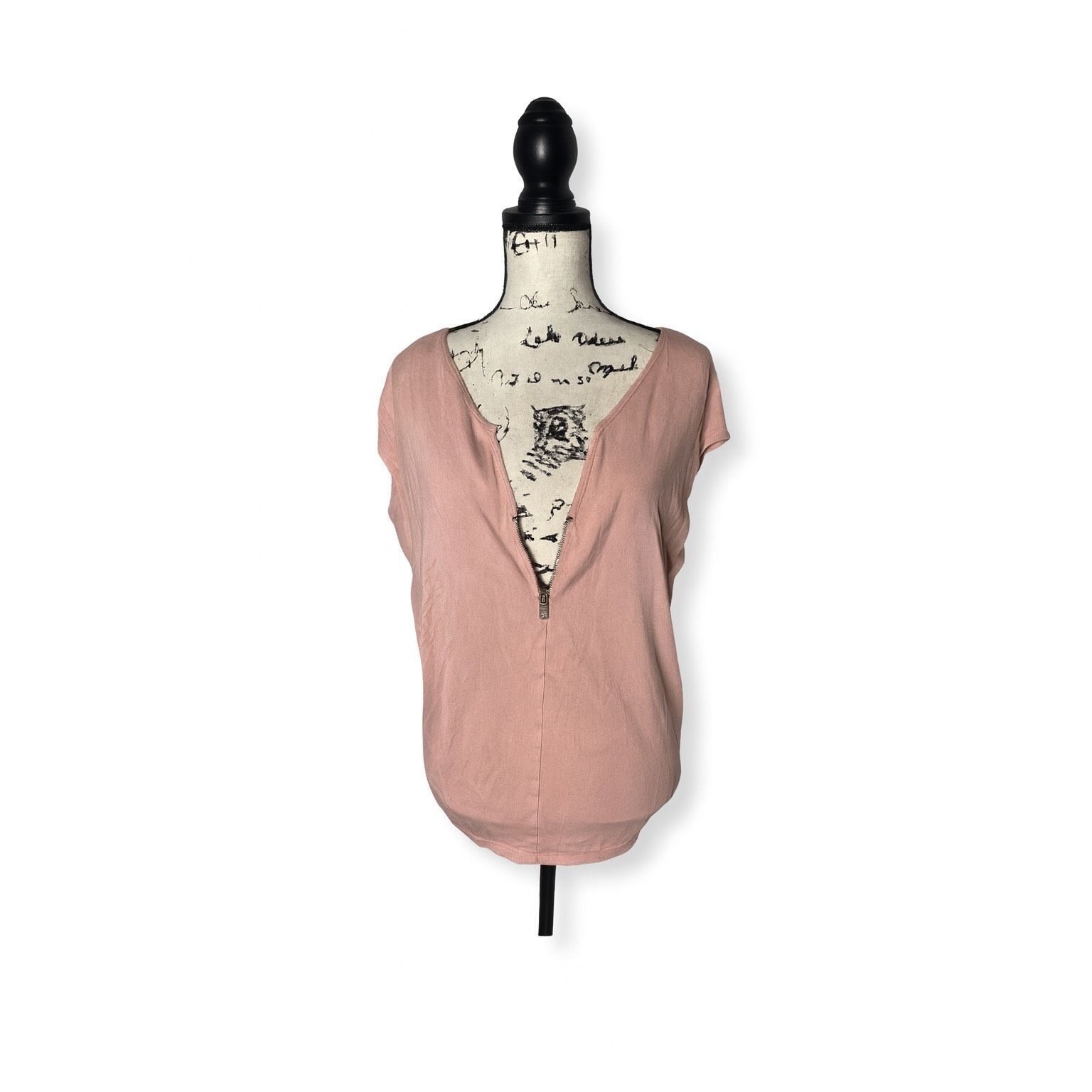 Forever 21 Forever 21 Blush Pink Zip-Up Blouse Women’s Size M – Contemp Size M / US 6-8 / IT 42-44 - 4 Thumbnail