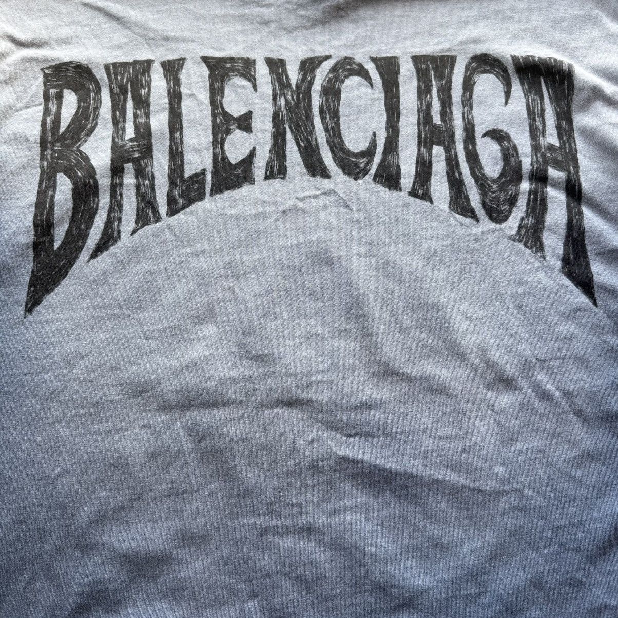 Balenciaga Balenciaga Hand Drawn Logo T-shirt Faded Blue Size US M / EU 48-50 / 2 - 4 Thumbnail