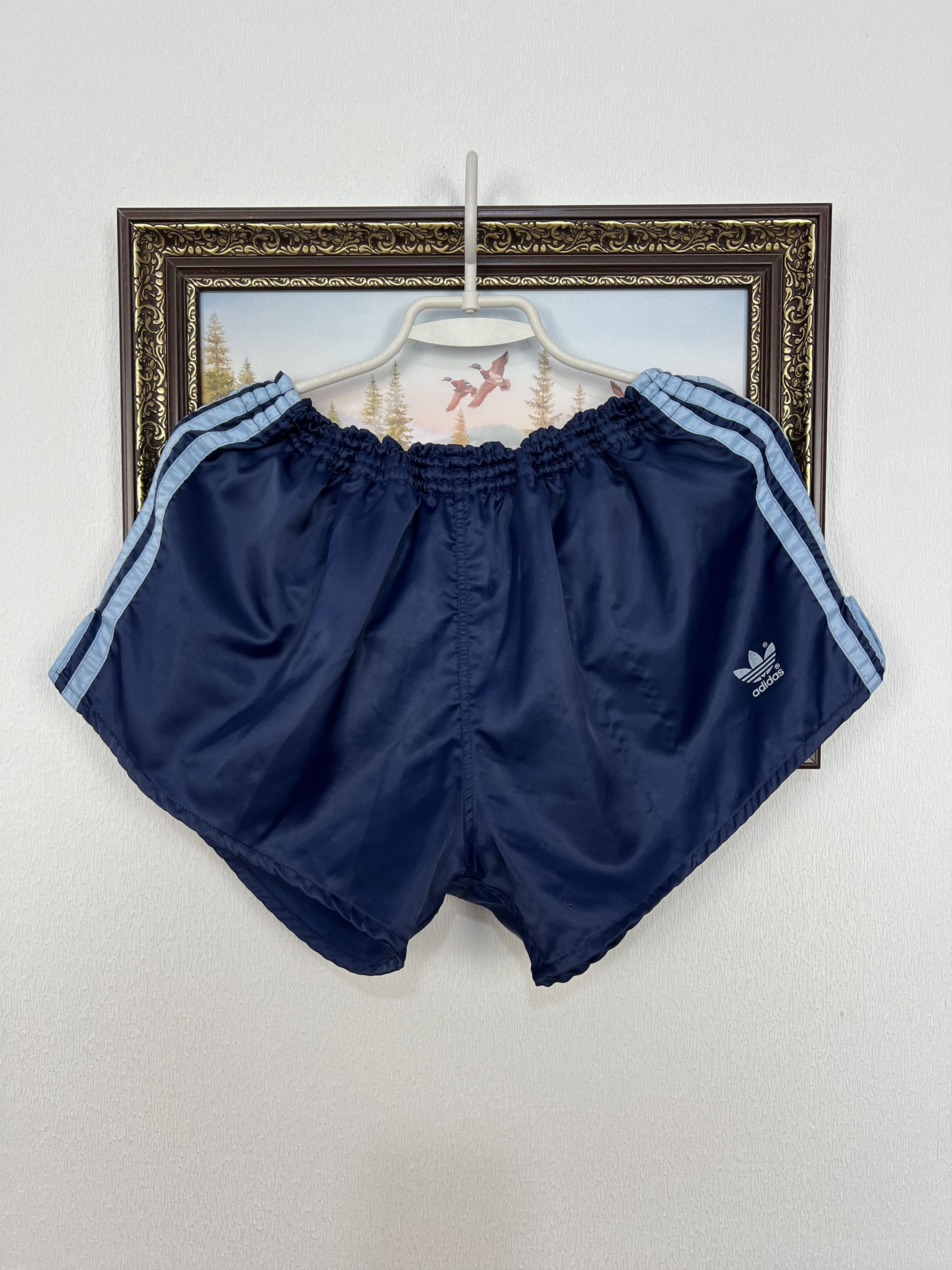 Adidas Vintage 90's Adidas West Germany Blue Nylon Shorts Size US 32 / EU 48 - 1 Thumbnail