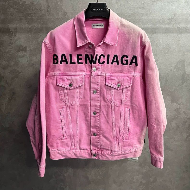 Pink Balenciaga Denim Jacket | Grailed