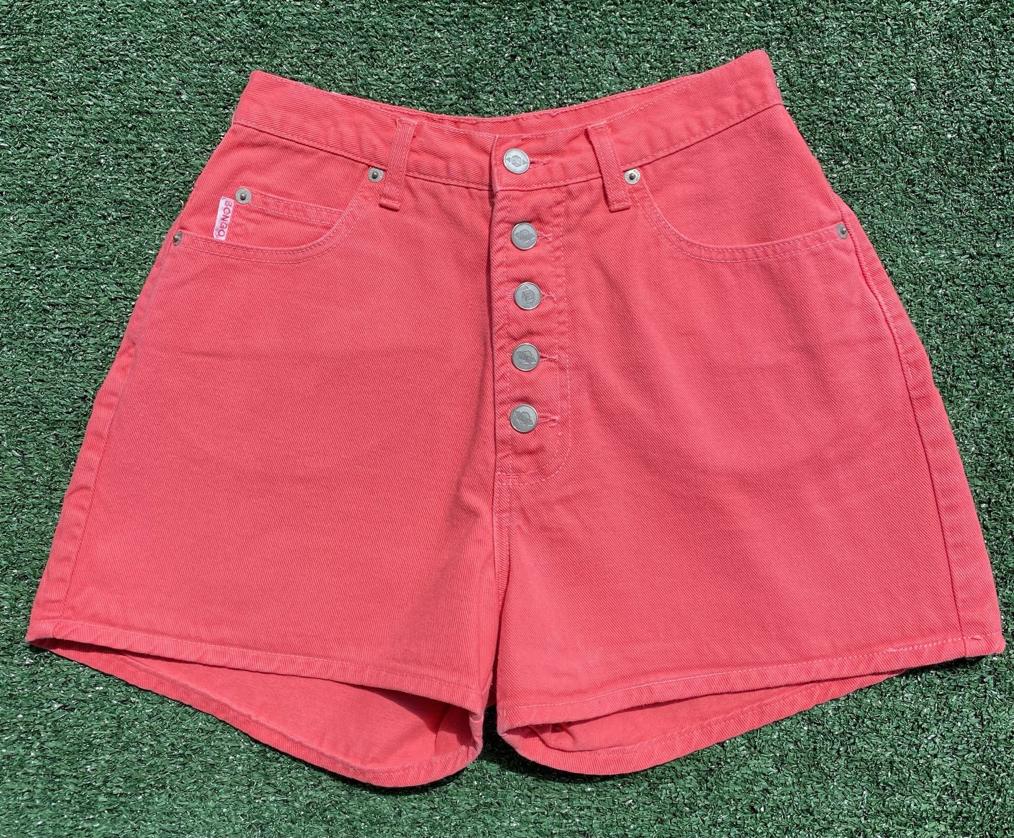 Vintage 90’s Bongo Button Fly Pink Denim Jean Shorts 25” Waist Size 25" / US 0 / IT 36 - 1 Thumbnail