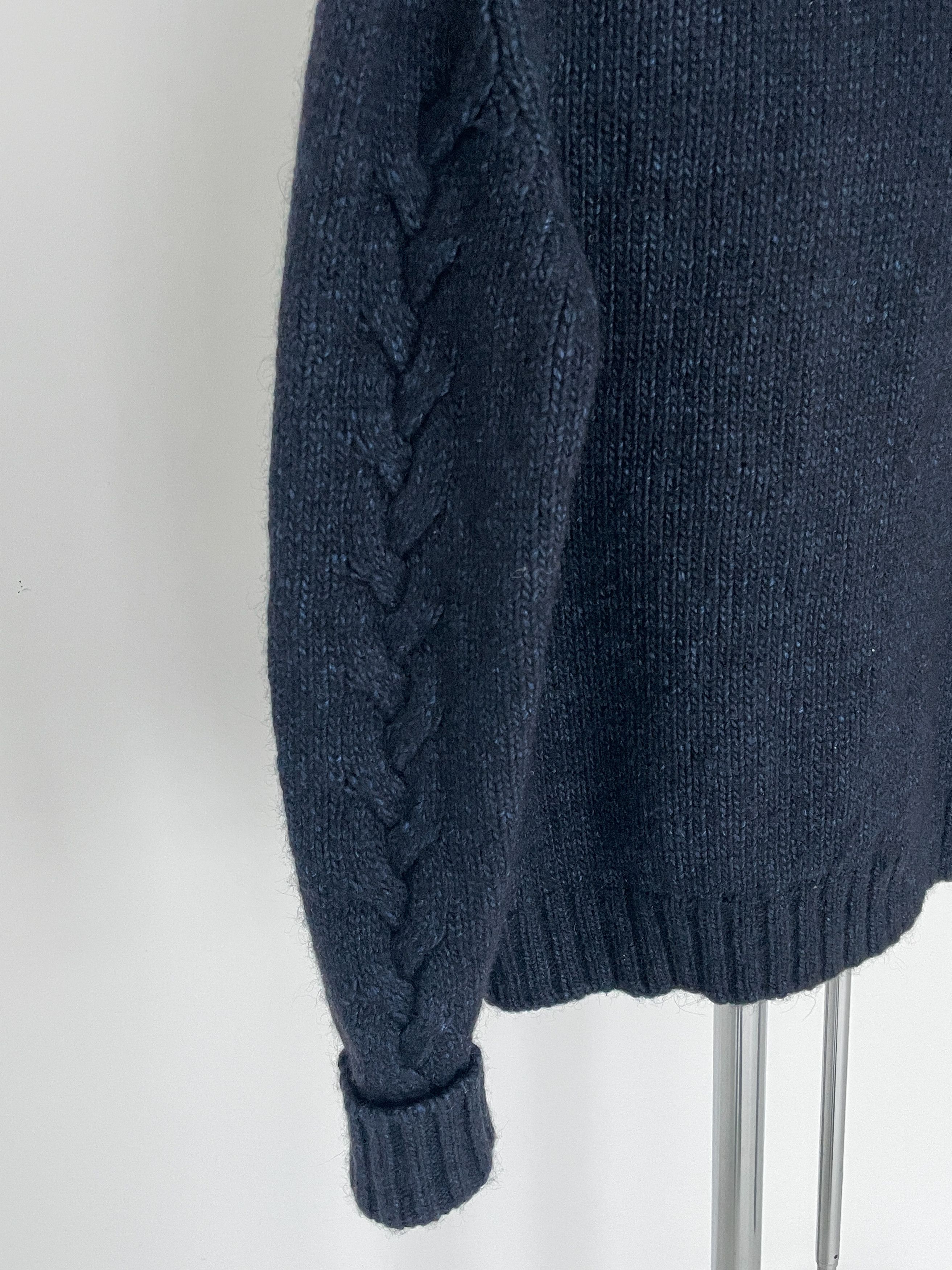 Yves Saint Laurent navy wool shawlneck sweater Size US M / EU 48-50 / 2 - 8 Thumbnail