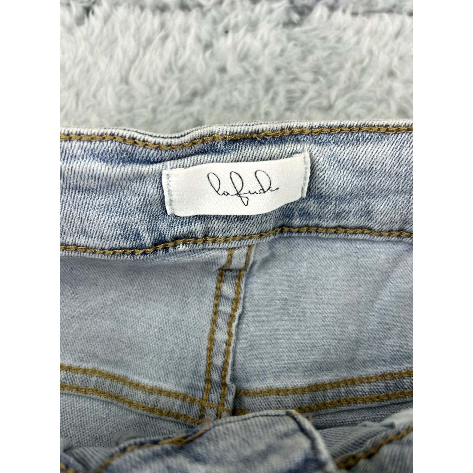 Vintage Lafudeo Jeans Women Large Blue Denim Light Wash 5-Pocket Regular Cotton Stretch Mom Style Size 36" / US 14 / IT 50 - 3 Thumbnail