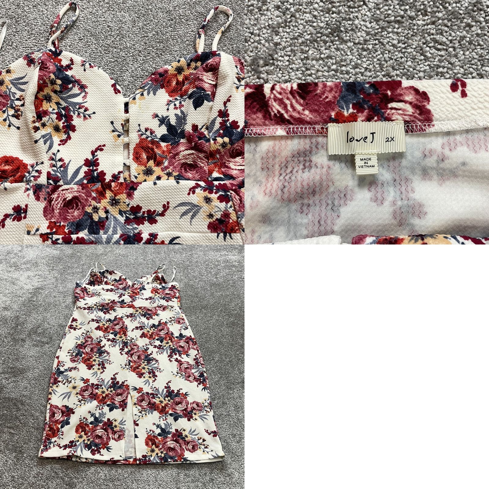 Vintage Love J Shift Dress Womens Plus 2X White Floral Midi Sleeveless Polyester Size XXL / US 16-18 / IT 52-54 - 8 Thumbnail