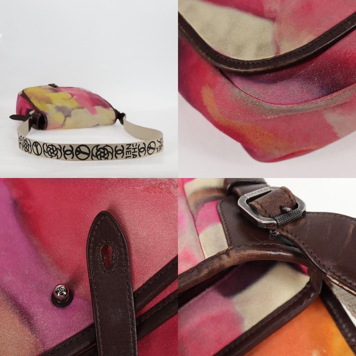 Chanel Chanel Embroidery Shoulder Bag Suede Pink CC Size ONE SIZE - 4 Thumbnail
