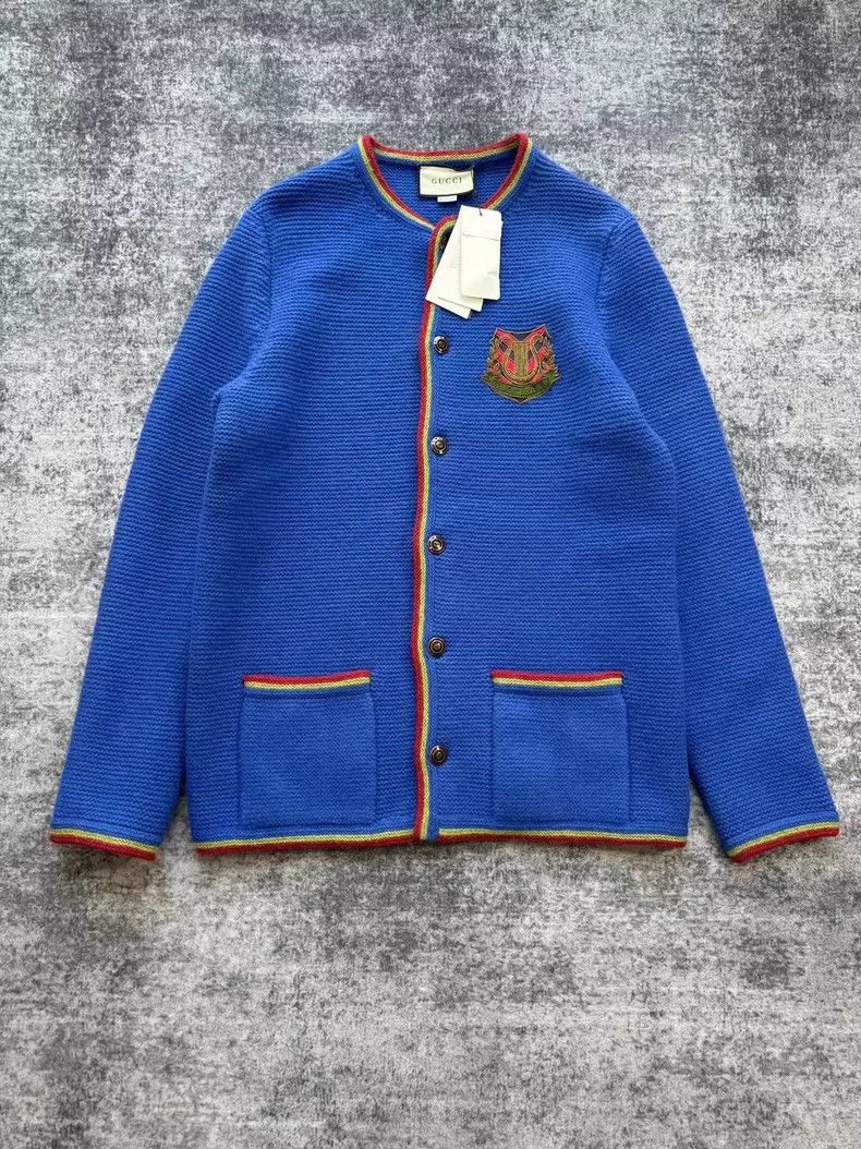 Gucci Gucci Klein Blue College-style Wool Coat Size US M / EU 48-50 / 2 - 1 Thumbnail