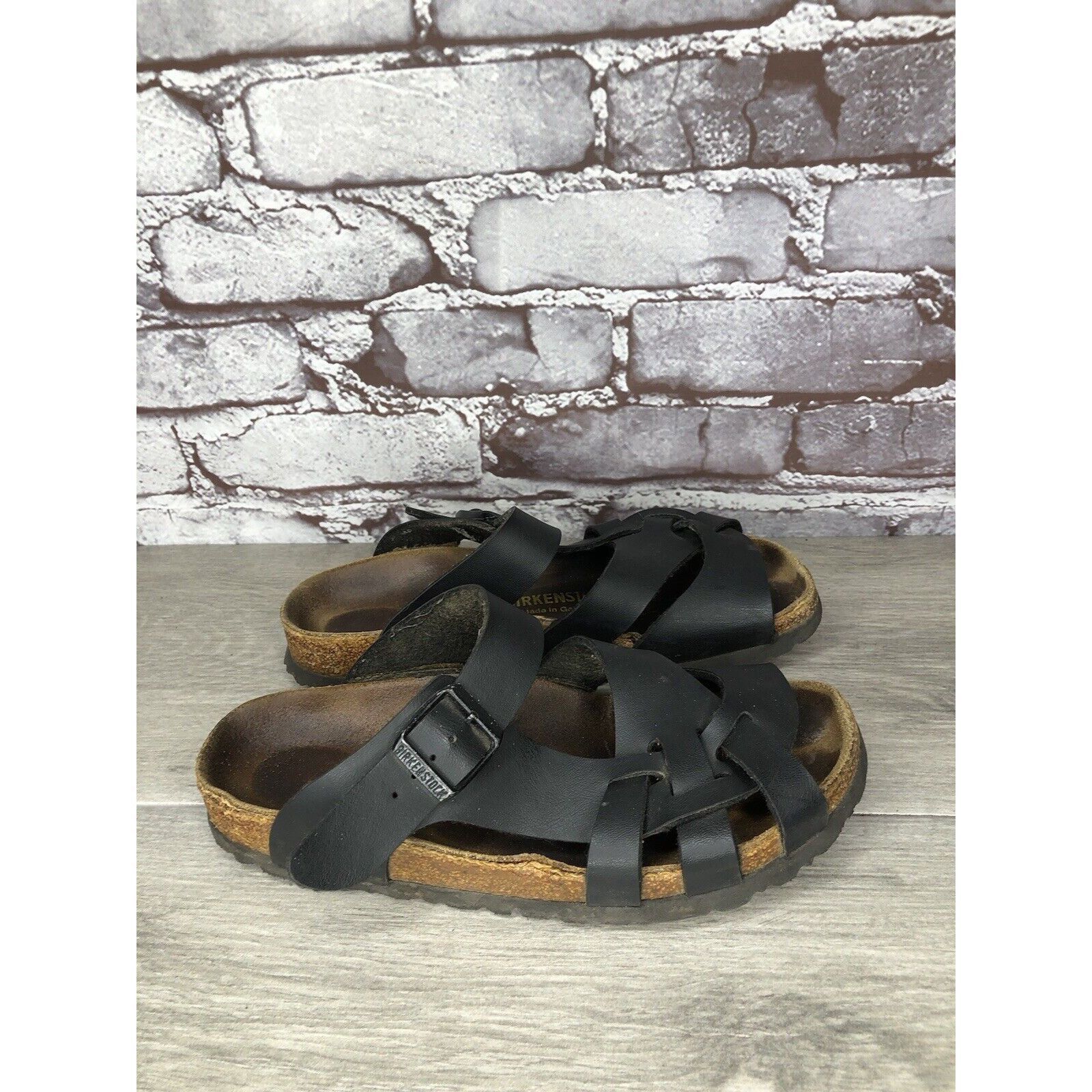 Birkenstock Birkenstock Pisa Black Leather Strappy Slides Cork Sandals W Size US 5.5 / IT 35.5 - 9 Thumbnail