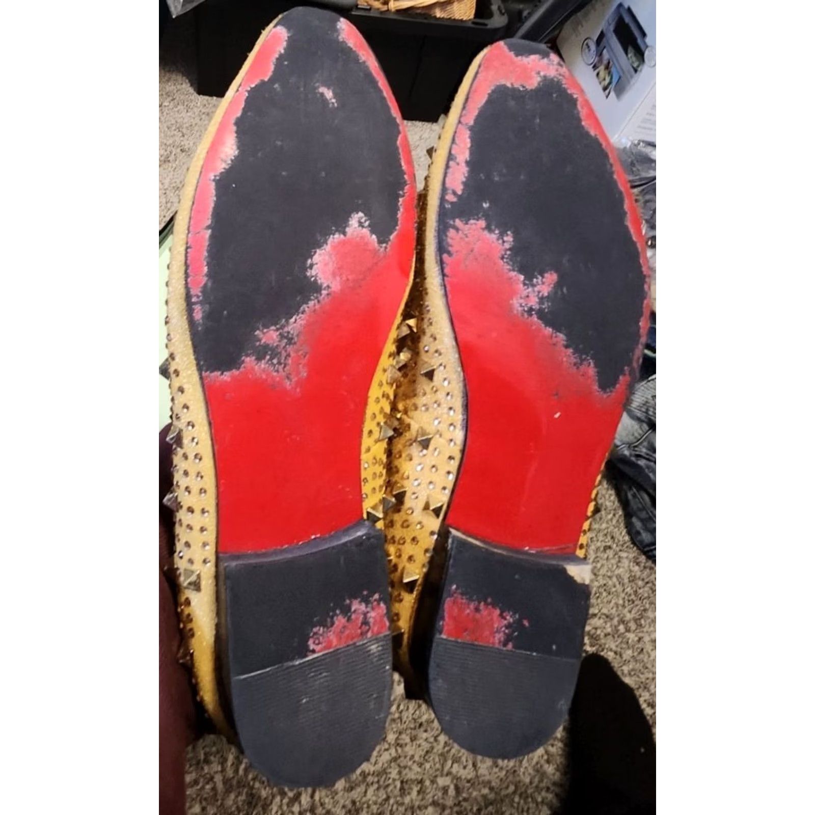 Vintage Fiesso Men Dress Loafer Slip On Glitter Gold Spikes Suede 14 M Gold Glitter Spike Fashion Fi-7005 FI-7005 Size US 14 / EU 47 - 3 Thumbnail