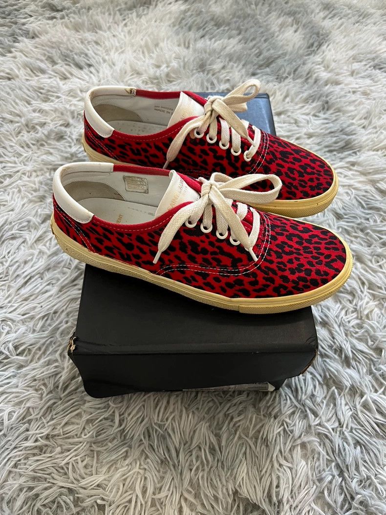 Saint Laurent Paris Saint Laurent Red Leopard Low-Top Sneakers - dmc Size US 8.5 / EU 41-42 - 1 Thumbnail