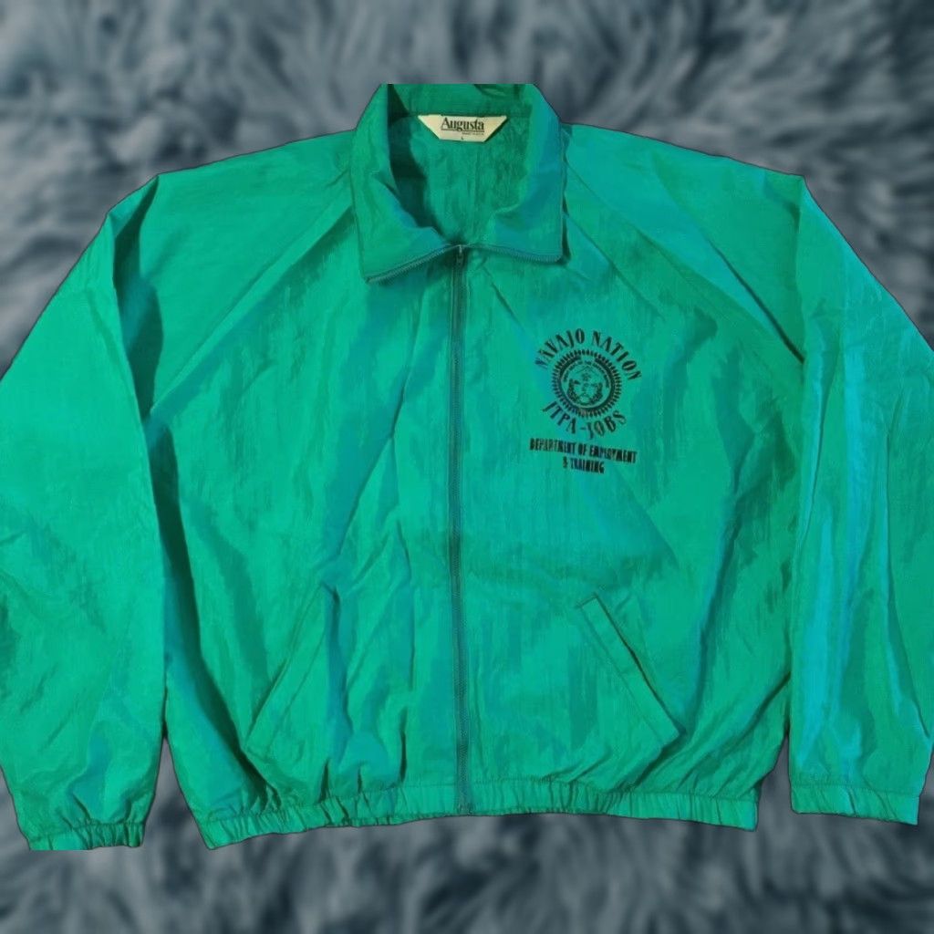 VINTAGE Navajo Nation Dept Of Employment Wind Jacket S M Green USA Police Lightweight Windbreaker 90s Mens Jacket