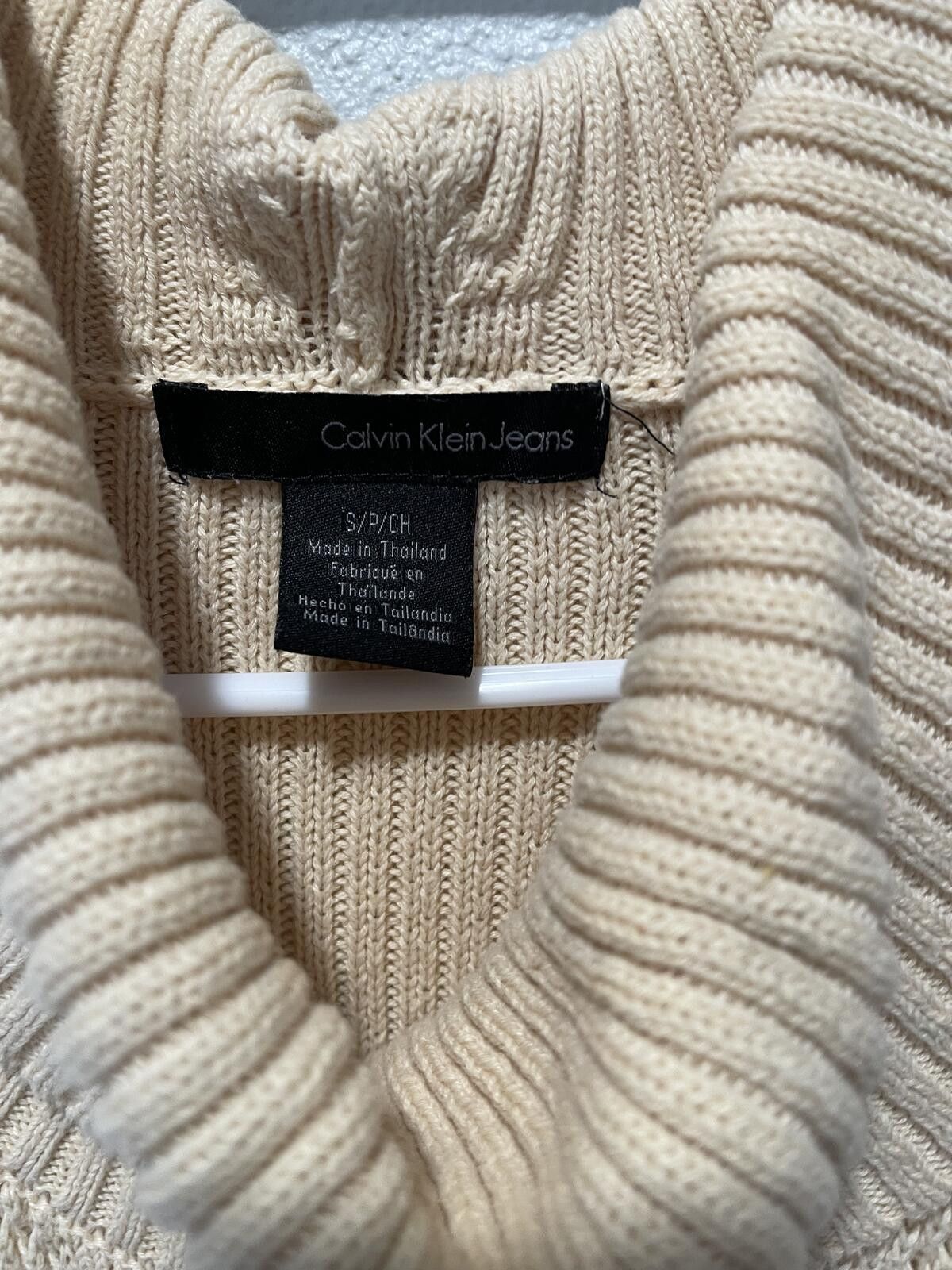 Other Calvin Klein Jeans Cream Knit Short Sleeve Sweater with Turt Size S / US 4 / IT 40 - 2 Thumbnail