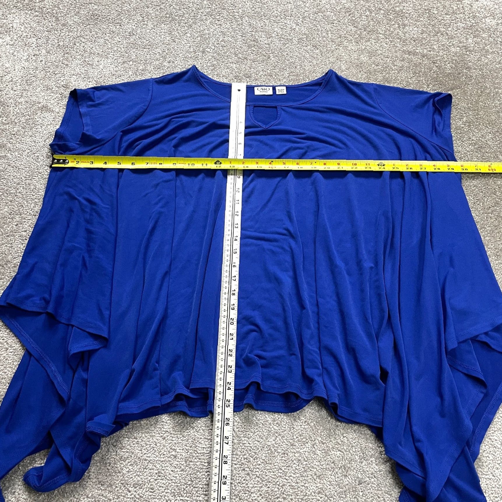 Vintage Cato Blouse Womens Plus 18/20W Royal Blue Key Hole Oversized Stretch Top Size 3XL / US 20-22 - 7 Thumbnail
