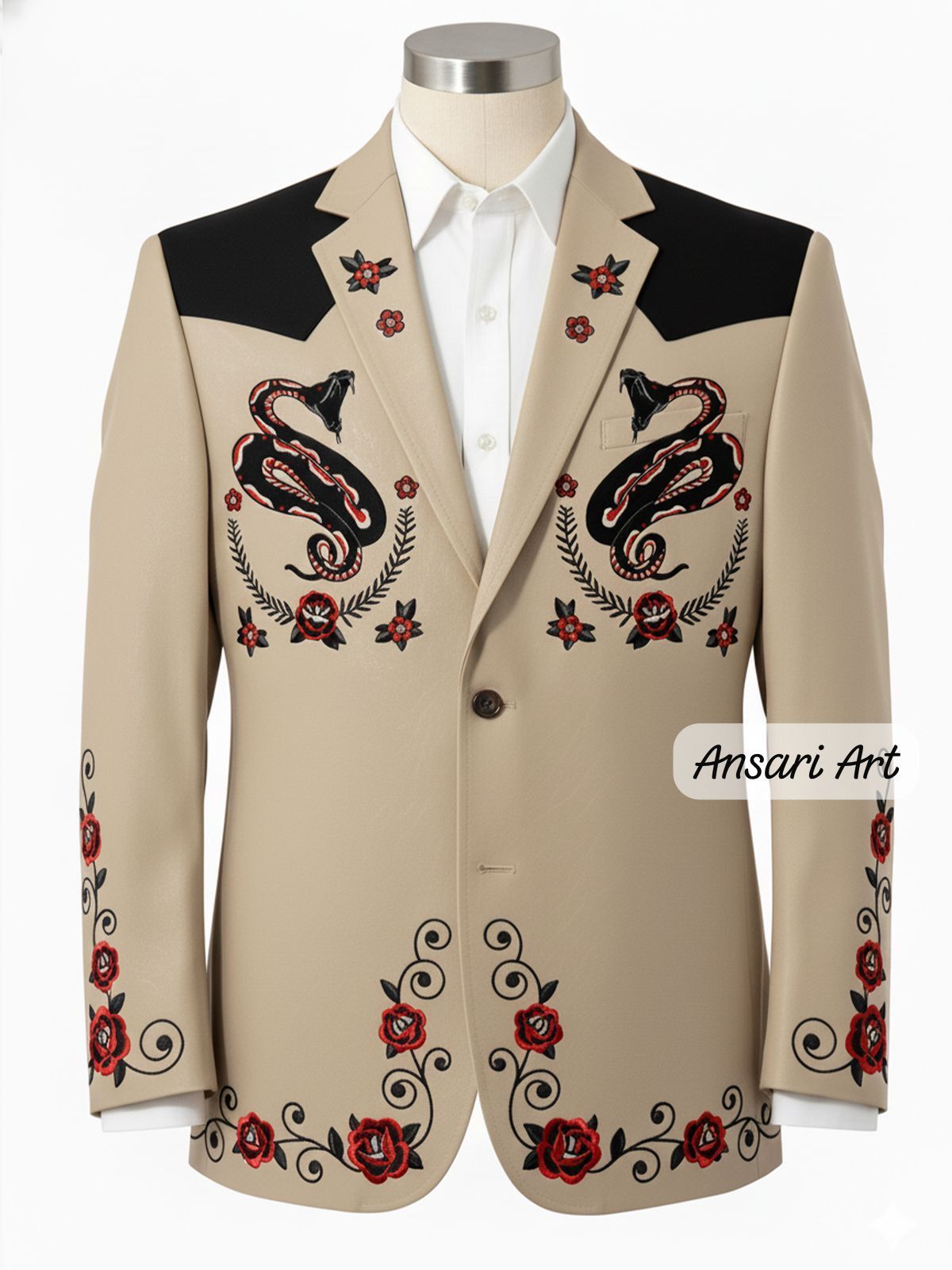 Other Men 2PC Customized Snake, floral embroidery western outfit Size 44R - 3 Thumbnail