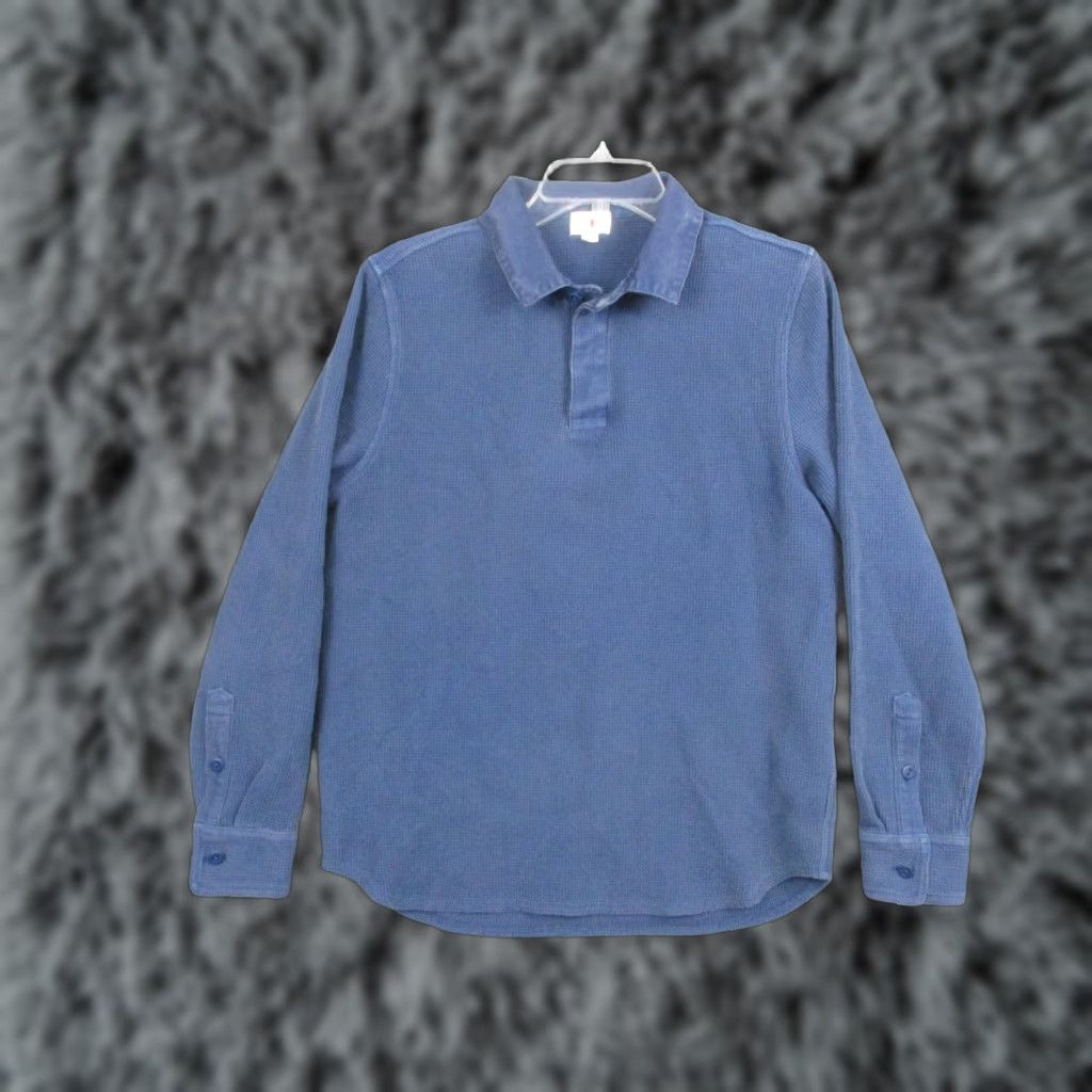 J.Crew J.Crew Oarsman Polo Shirt Mens Small Blue Waffle Knit Thermal Long Sleeve CJ733 Size US S / EU 44-46 / 1 - 1 Thumbnail