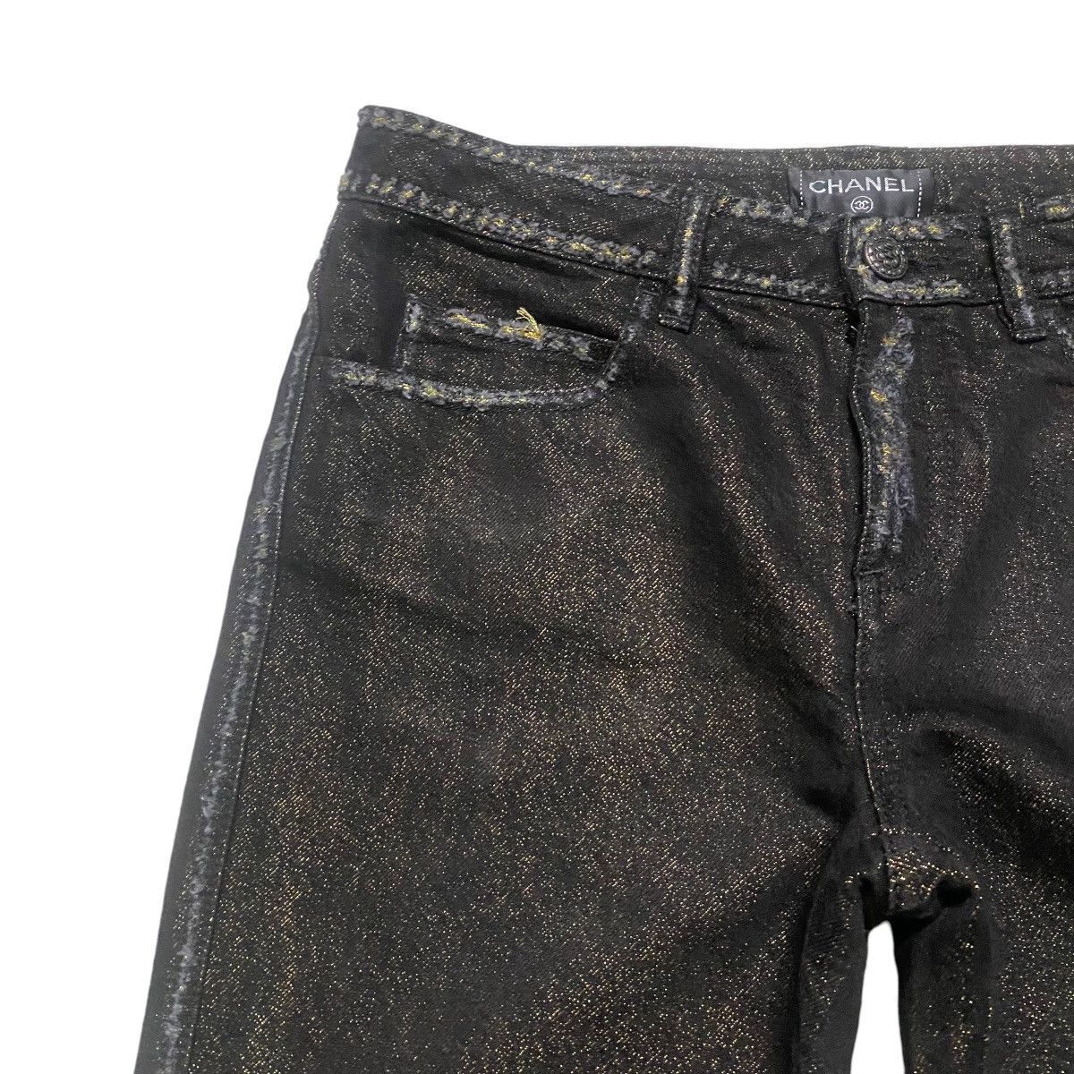 Chanel Chanel Noir Black&Gold Logo Pocket Denim Jeans Size 28" / US 6 / IT 42 - 7 Thumbnail