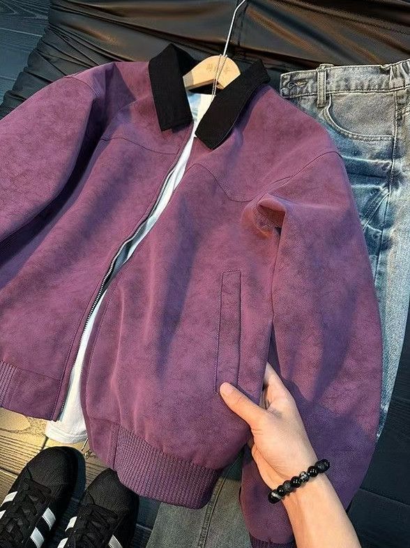 Vintage Vintage Vibes Purple Suede-like Baseball Jacket Size US M / EU 48-50 / 2 - 3 Thumbnail