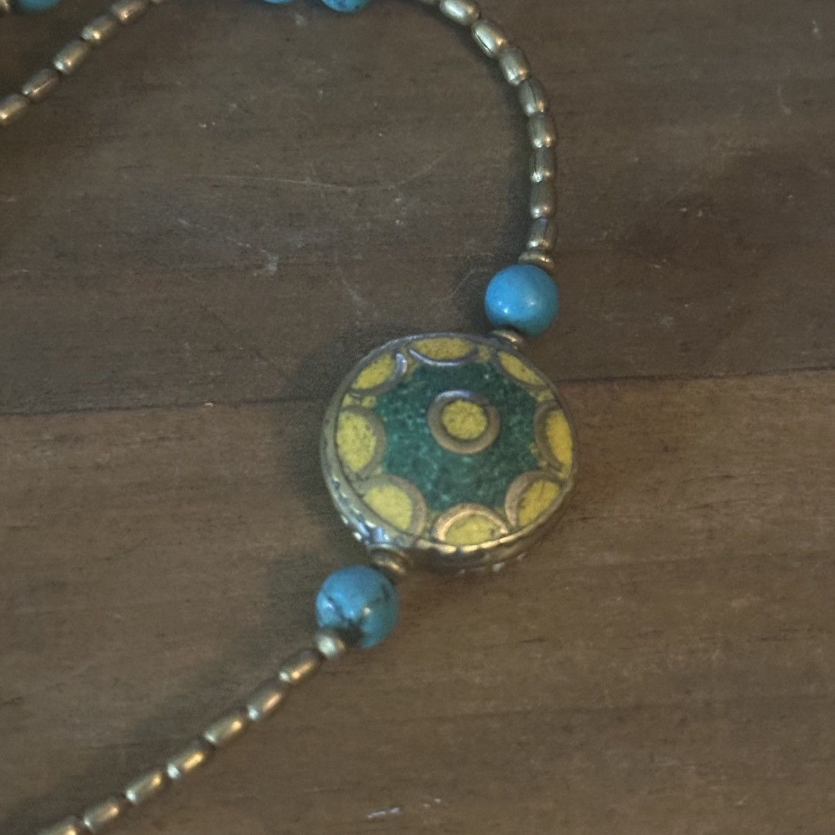 Vintage Vintage Tribal yellow and turquoise station bead necklace Size ONE SIZE - 4 Thumbnail