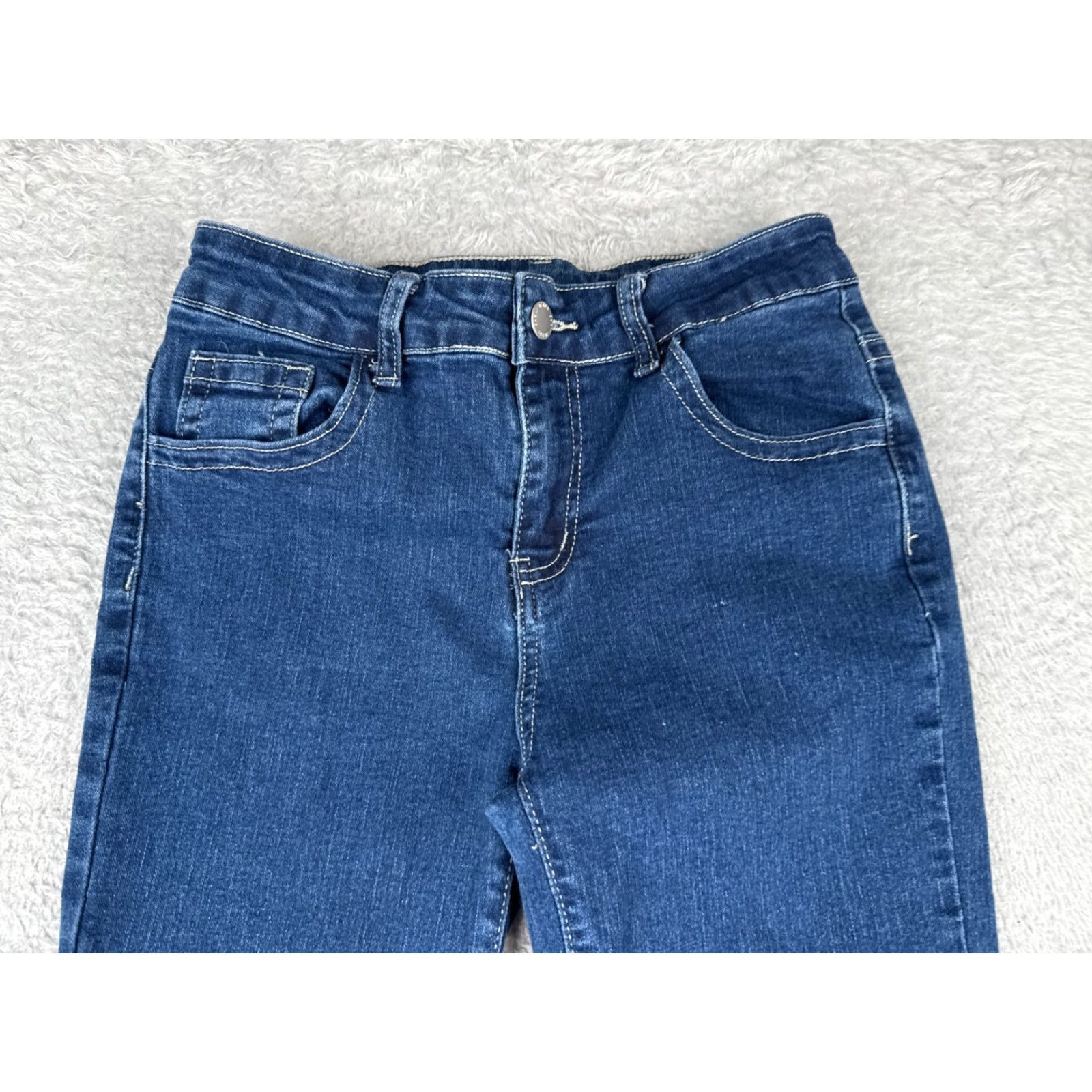 Shein Shein Jeans Women Bootcut 26 Blue Denim Embroidered Mid Rise 26x31 Slim Stretch Distressed Cotton Blend Size 26" / US 2 / IT 38 - 4 Thumbnail