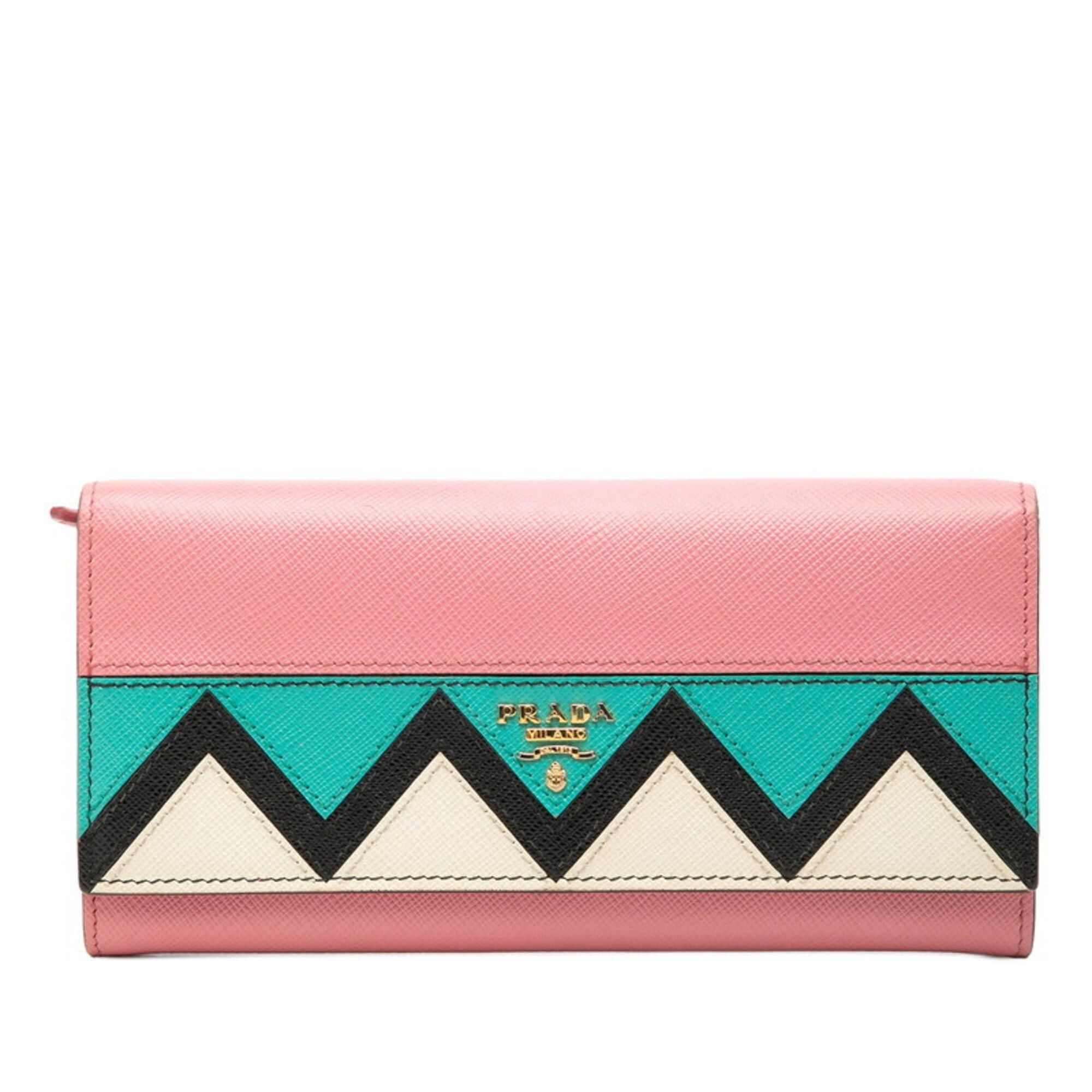 Prada Prada long wallet, pink multicolor, Saffiano leather, women's. Size ONE SIZE - 1 Thumbnail