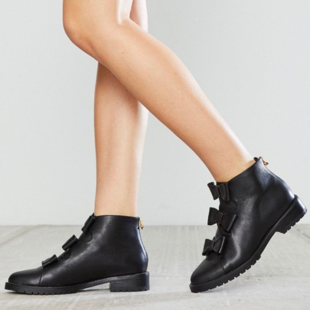 The Unbranded Brand F-troupe Katherine Bow Leather Bootie Size US 6 / IT 36 - 1 Thumbnail