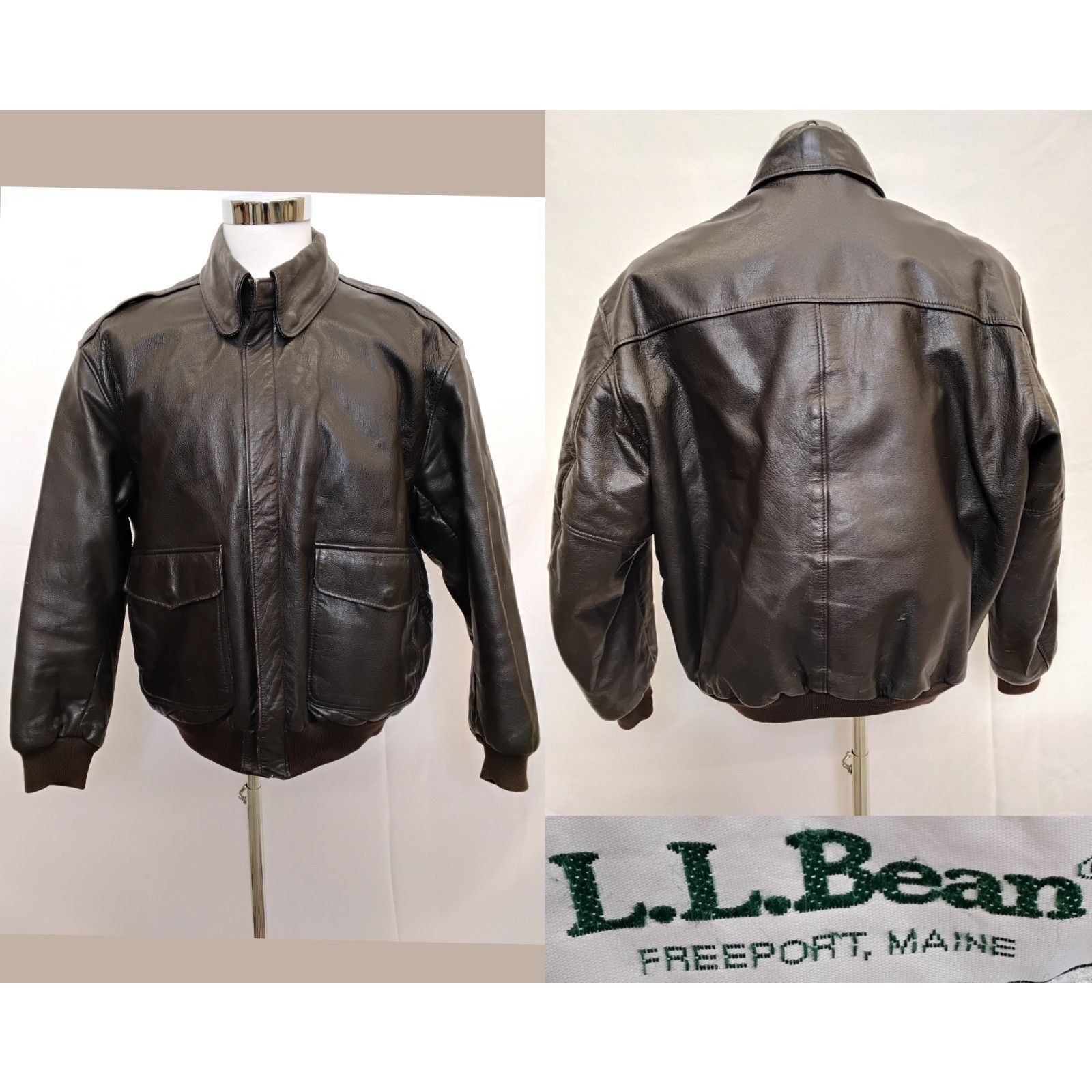 L.L. Bean L.L. Bean Leather Flight Jacket Men XL Brown Thinsulate USA Size US XL / EU 56 / 4 - 1 Thumbnail